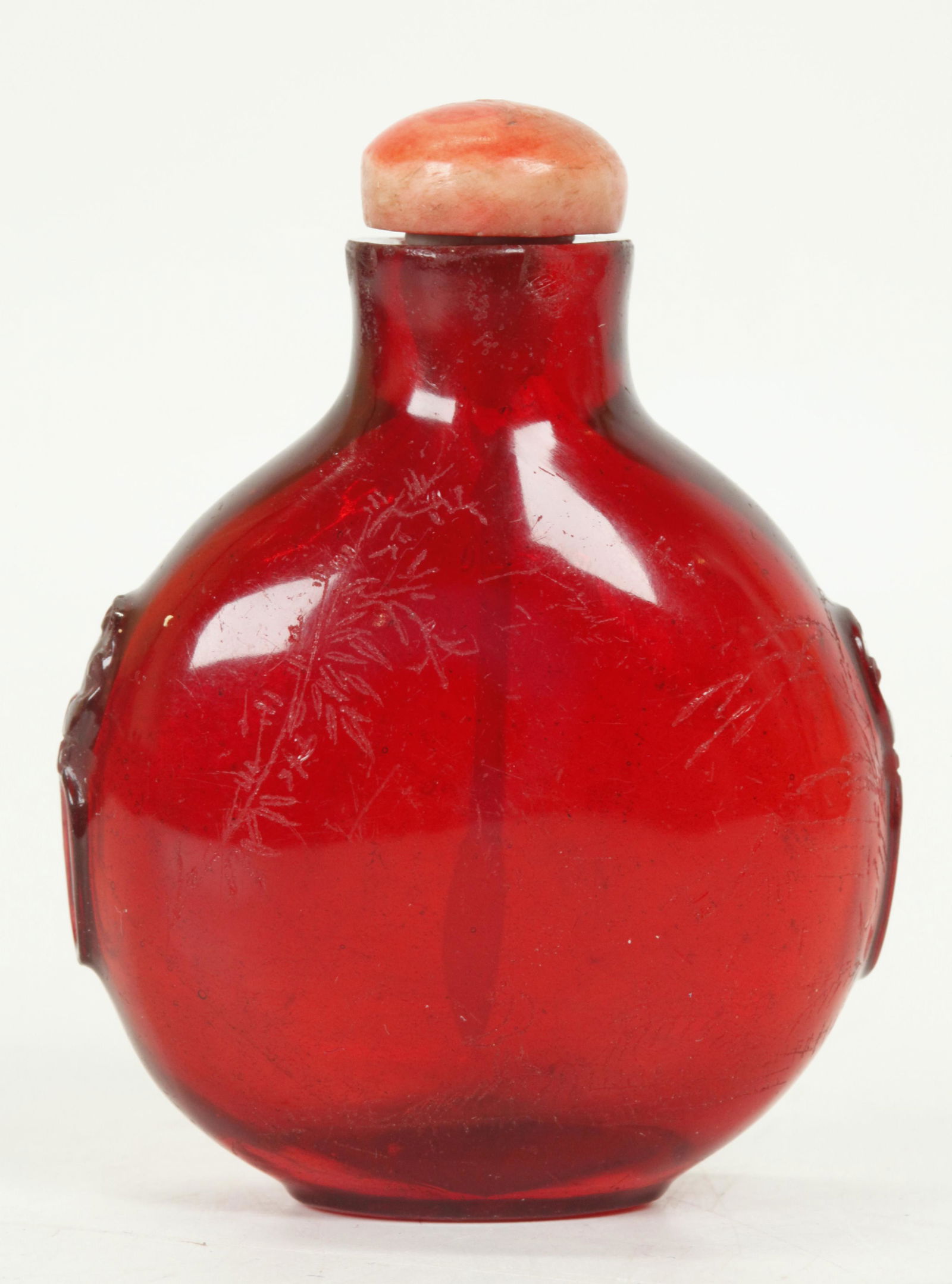 Chinese 19th C Glass Snuff Bottle Diamond Engraved (1 of 5)