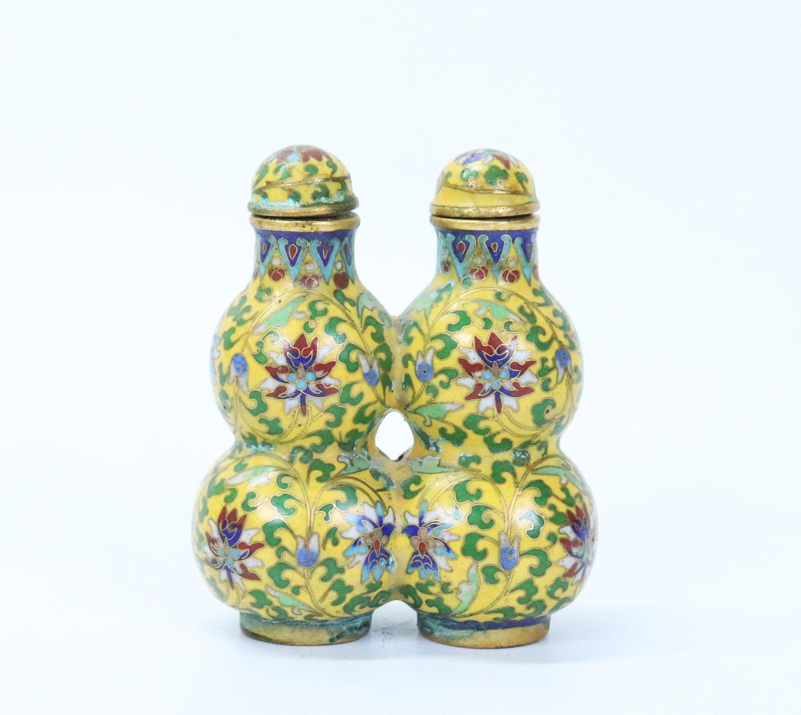 Chinese Double Gourd Cloisonne Bronze Snuff Bottle (1 of 6)
