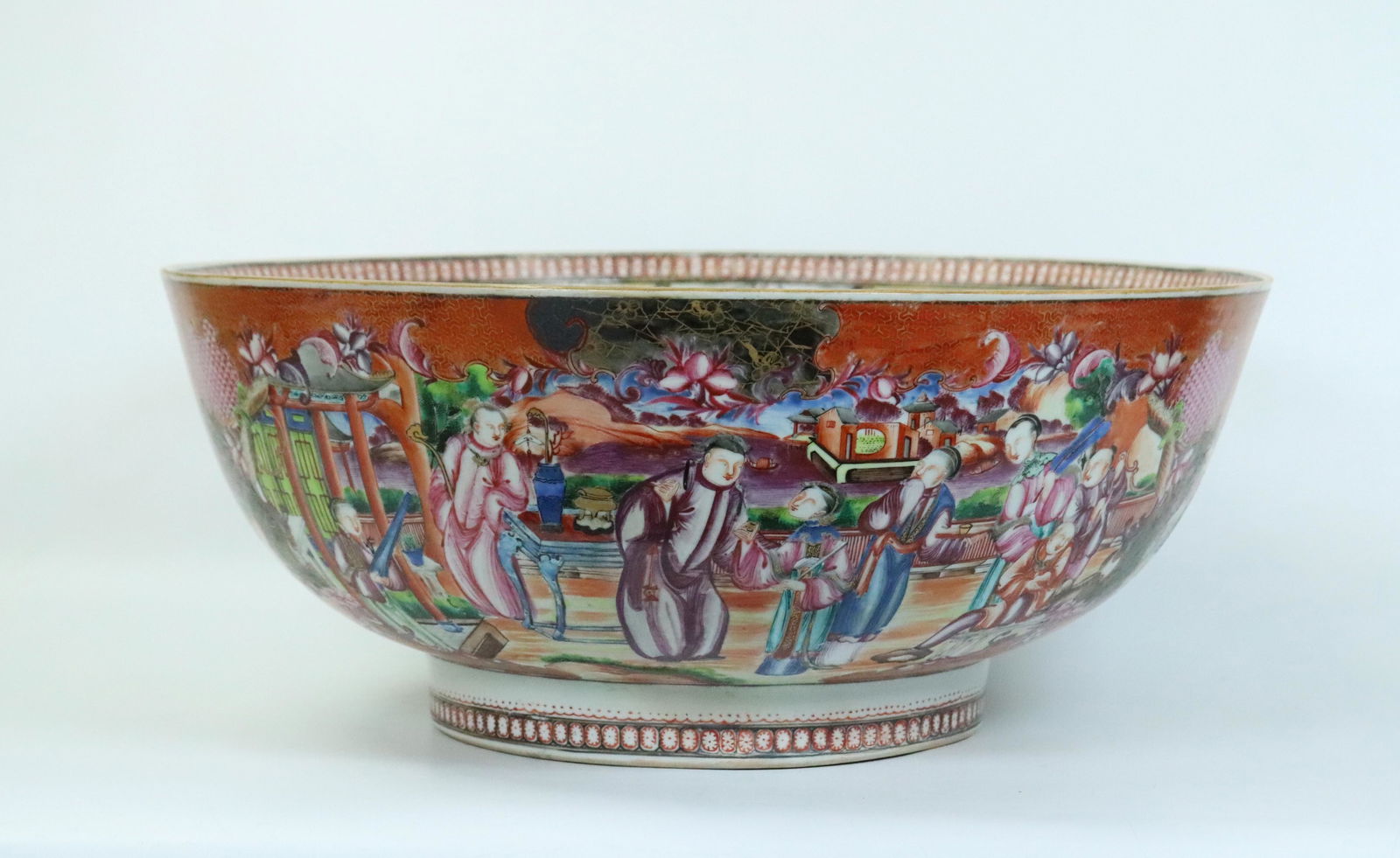 Large Chinese 18 C Mandarin Figure Porcelain Bowl (1 of 7)