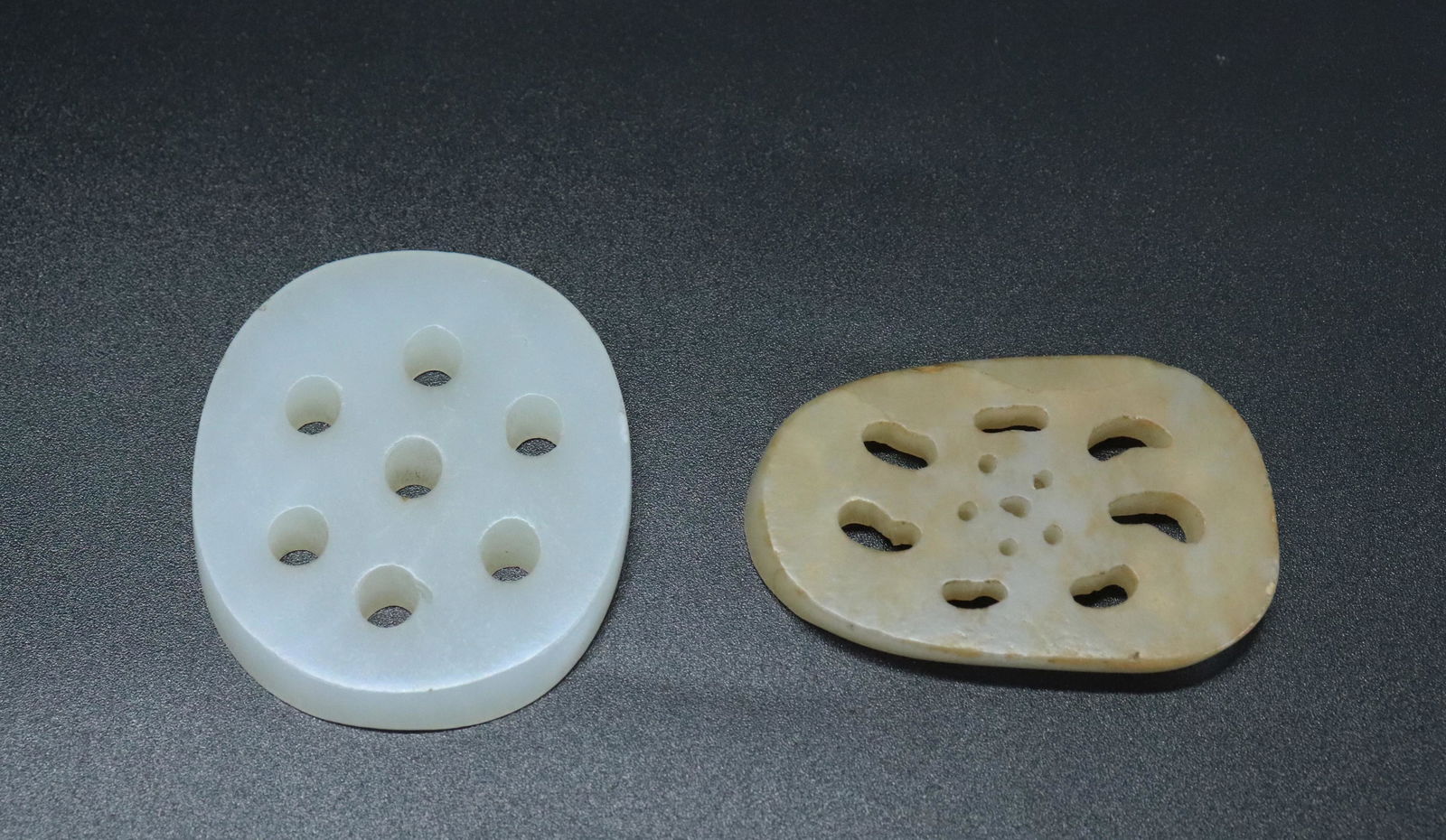 2 Chinese Qing White Jade Lotus Root Pendants (1 of 4)