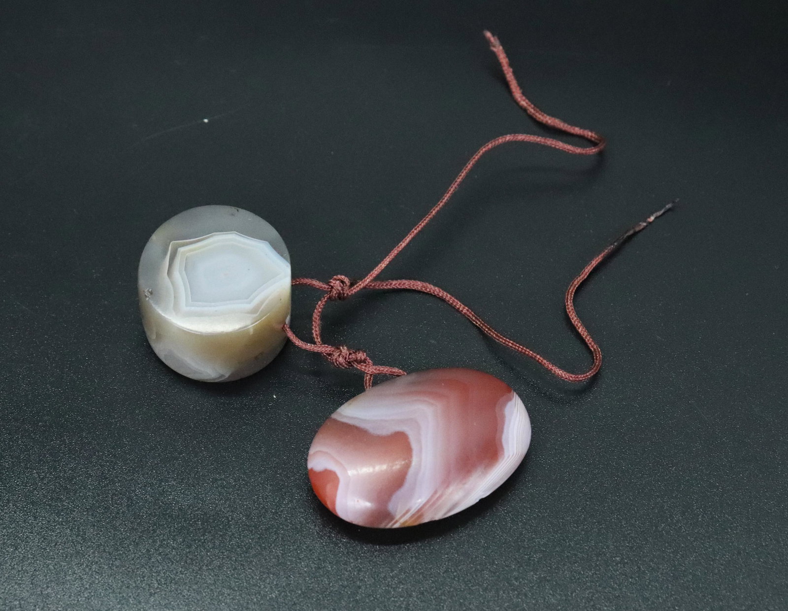 2 Chinese Ming/Qing Banded Agates; Bead & Toggle (1 of 4)