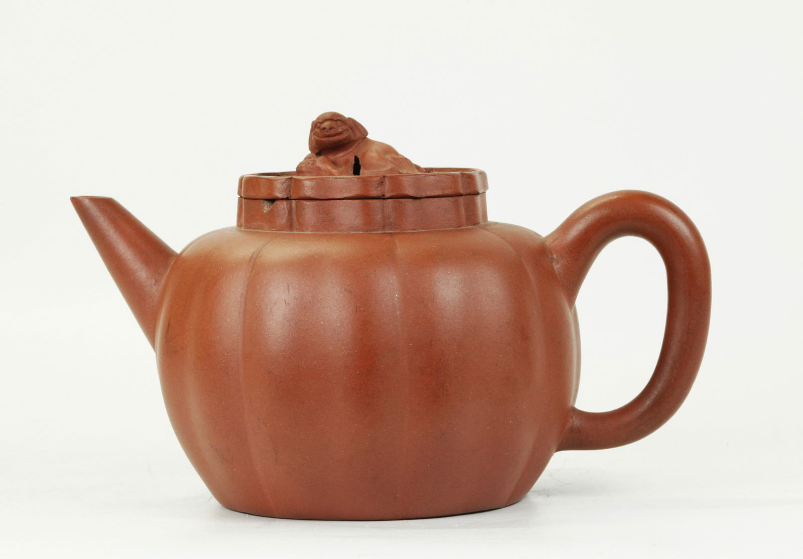 Chinese Yixing Melon Shaped Teapot w Shaped Mouth (1 of 5)