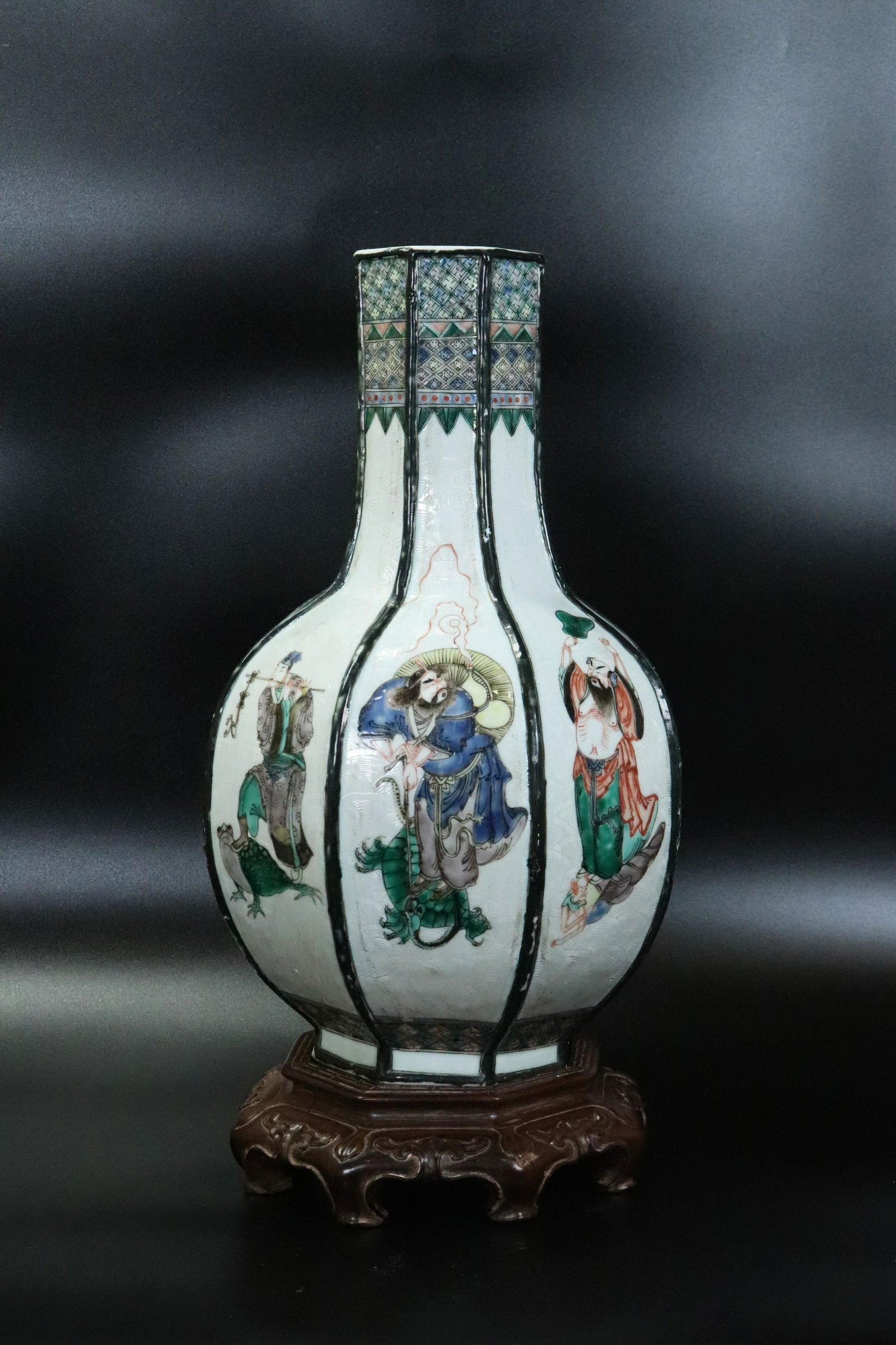 Chinese 19th C Baxian Enameled Porcelain Vase (1 of 7)