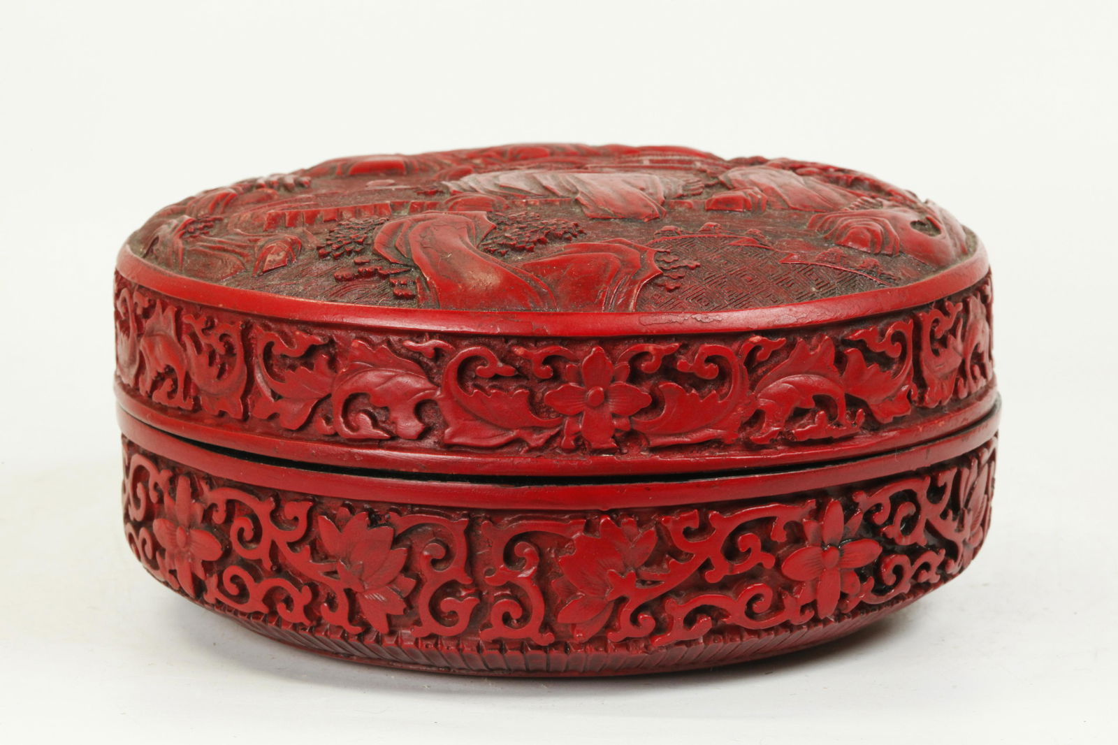 Chinese Cinnabar Red Composition Round Box (1 of 5)