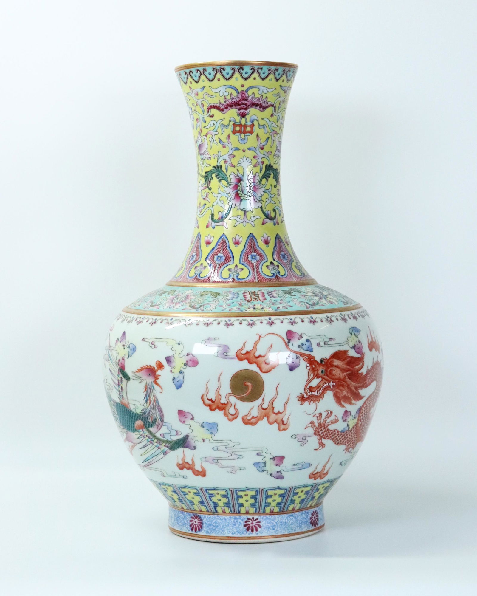 Fine Chinese Dragon & Phoenix Porcelain Vase (1 of 9)
