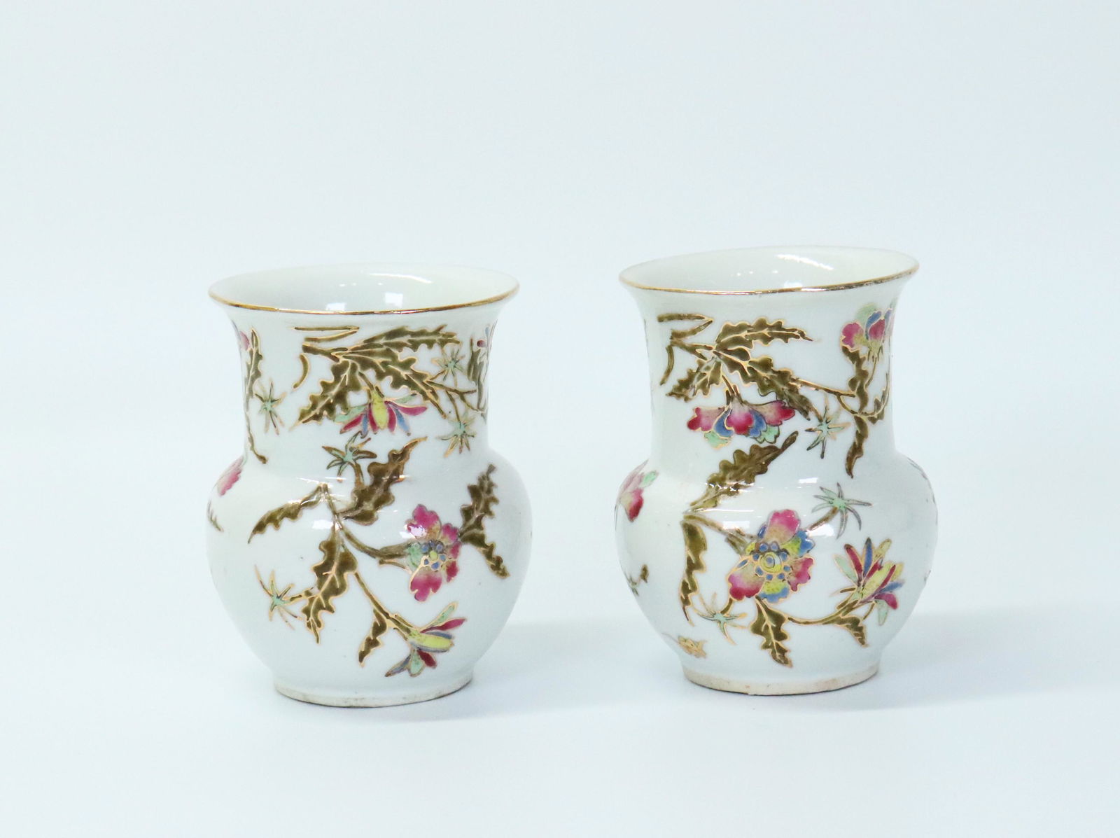 Pair Chinese Enameled Porcelain Small Vases (1 of 6)