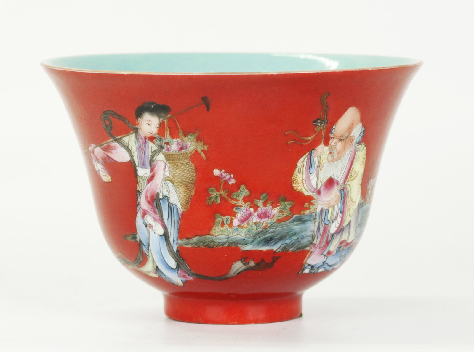 Chinese Enameled Porcelain Shouxing & Magu Bowl (1 of 5)