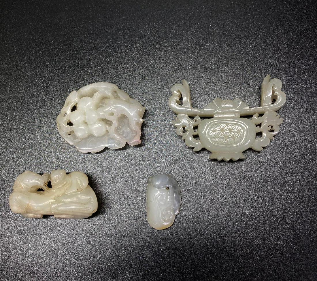 4 Chinese Ming/Qing White Jade Pendants (1 of 5)