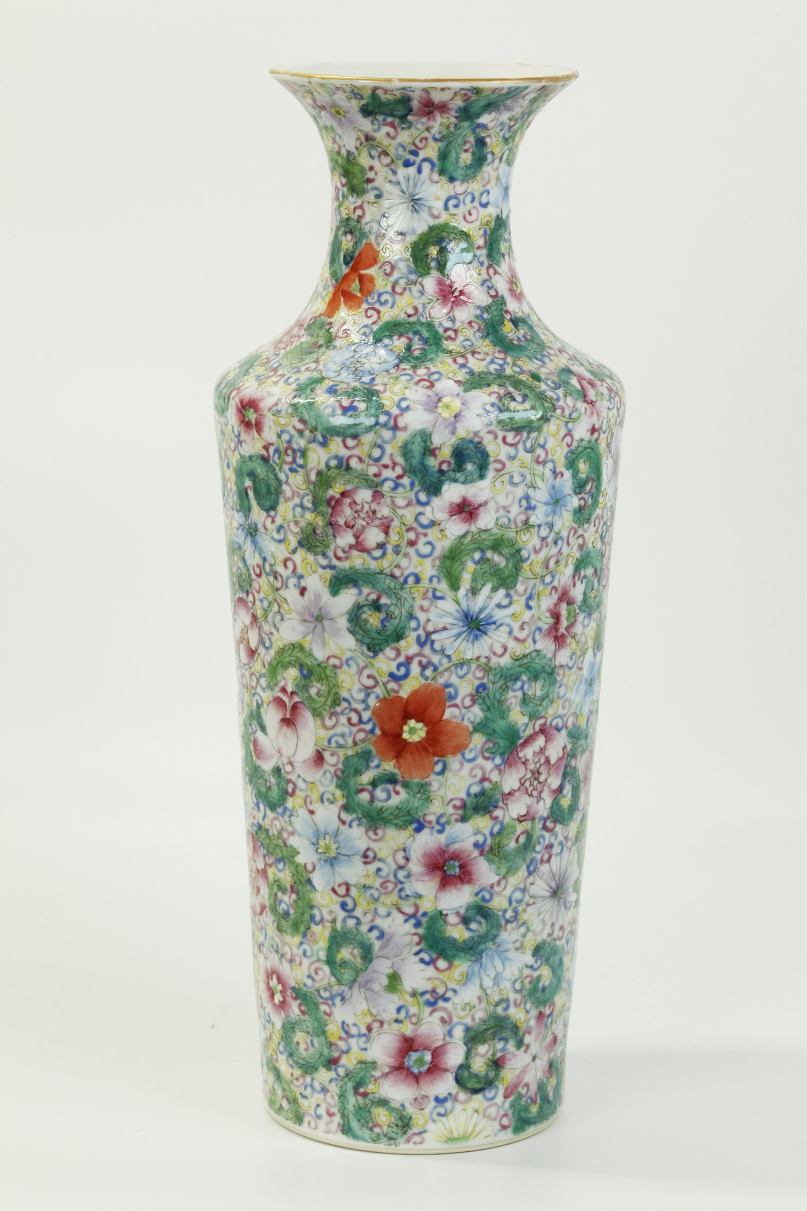 Chinese Mille Fleur Enameled Porcelain Sleeve Vase (1 of 5)