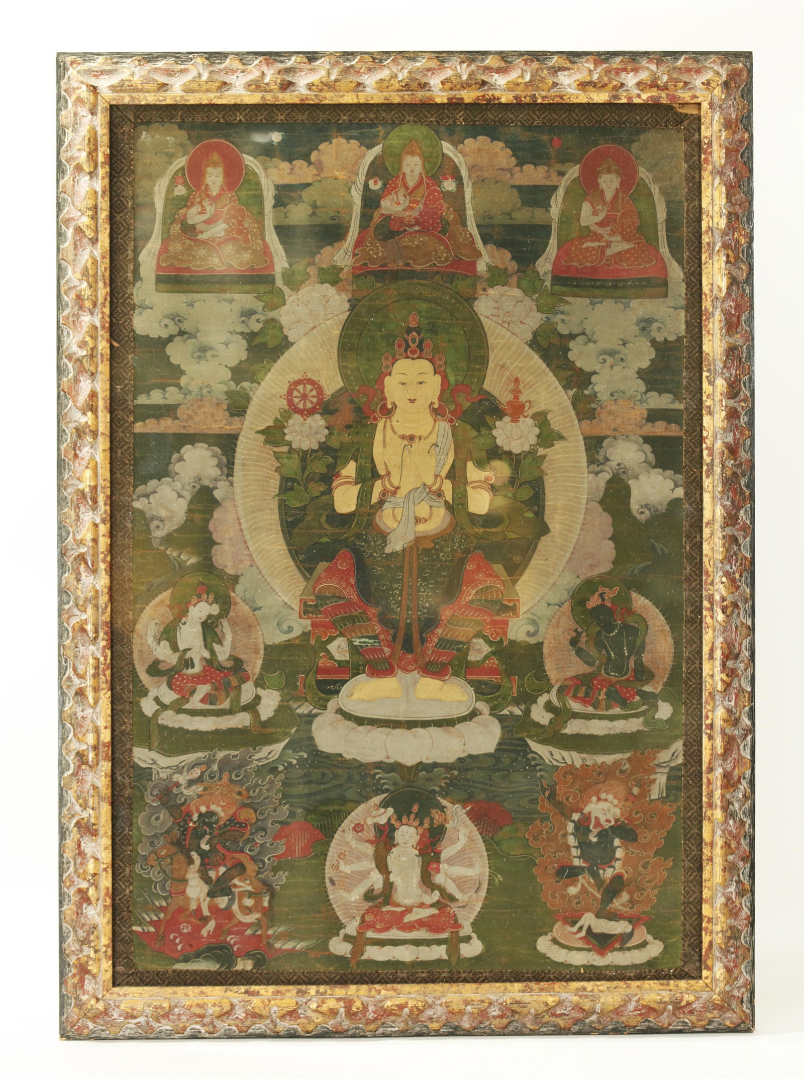Fine Tibetan 19th C Gilt Buddha Thangka (1 of 5)