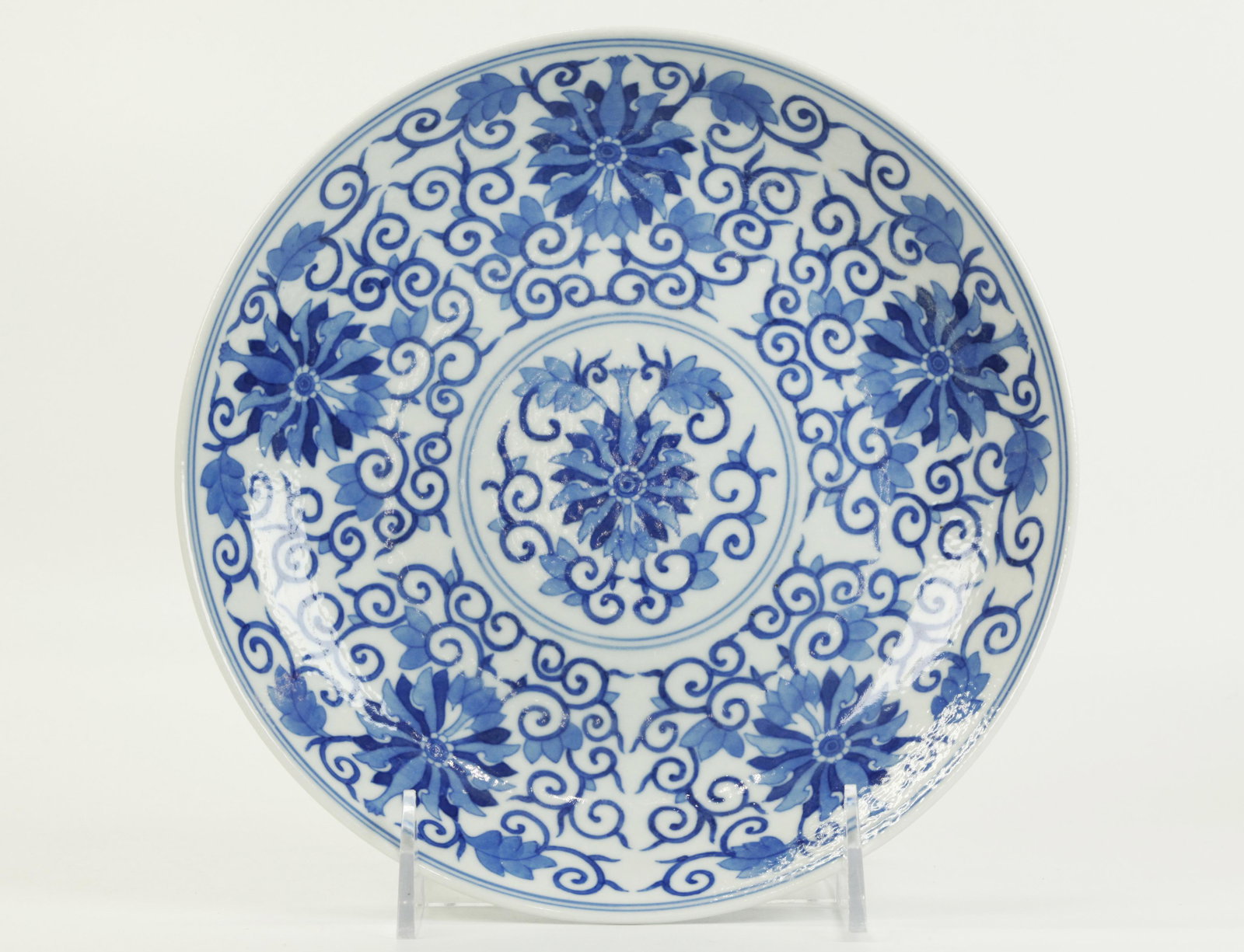 Chinese Blue & White Porcelain Lotus Plate (1 of 4)