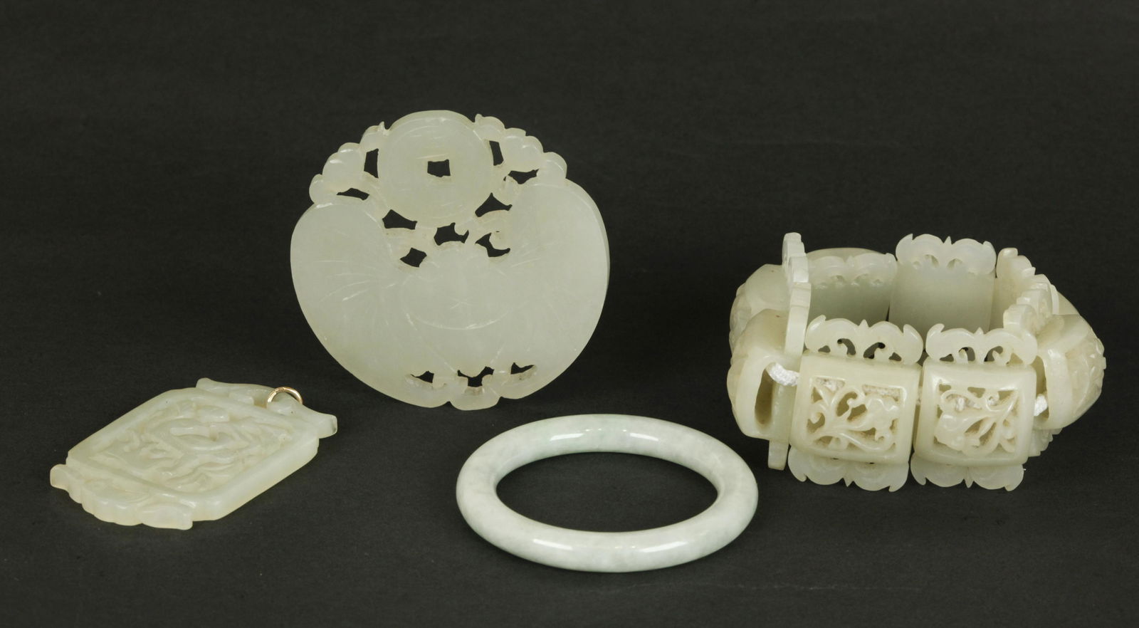 4 Chinese White Jade or Hard Stone Jewelry (1 of 7)
