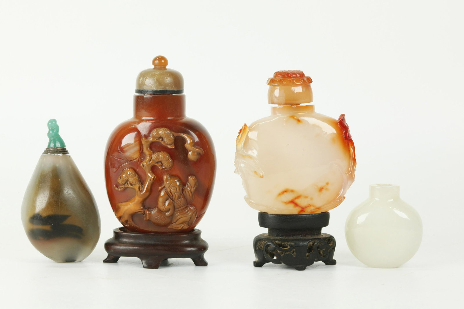 4 Chinese Qing Carved & Polished Snuff Bottles (1 of 4)