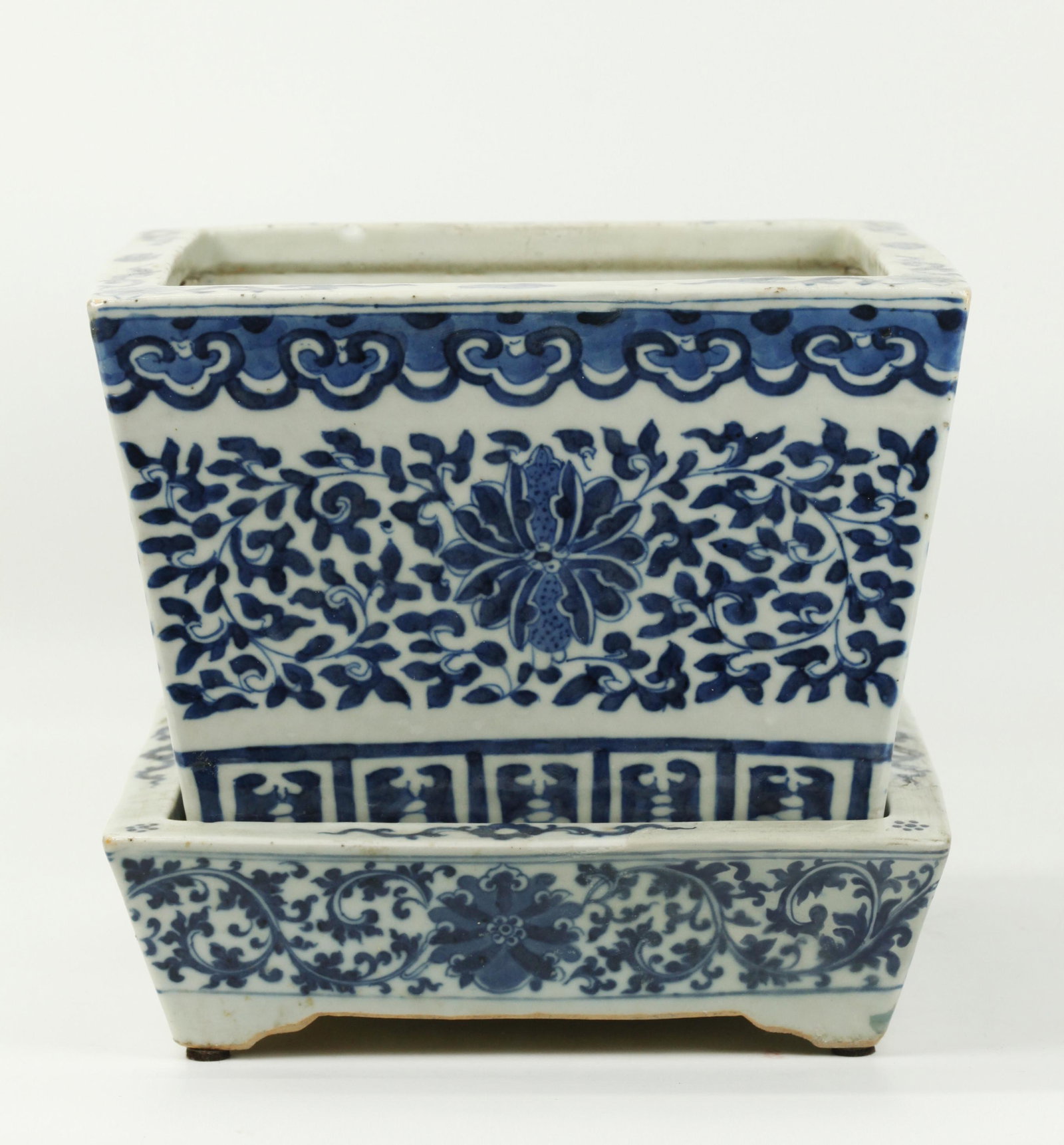 Chinese Blue White Porcelain Planter & Tray (1 of 5)
