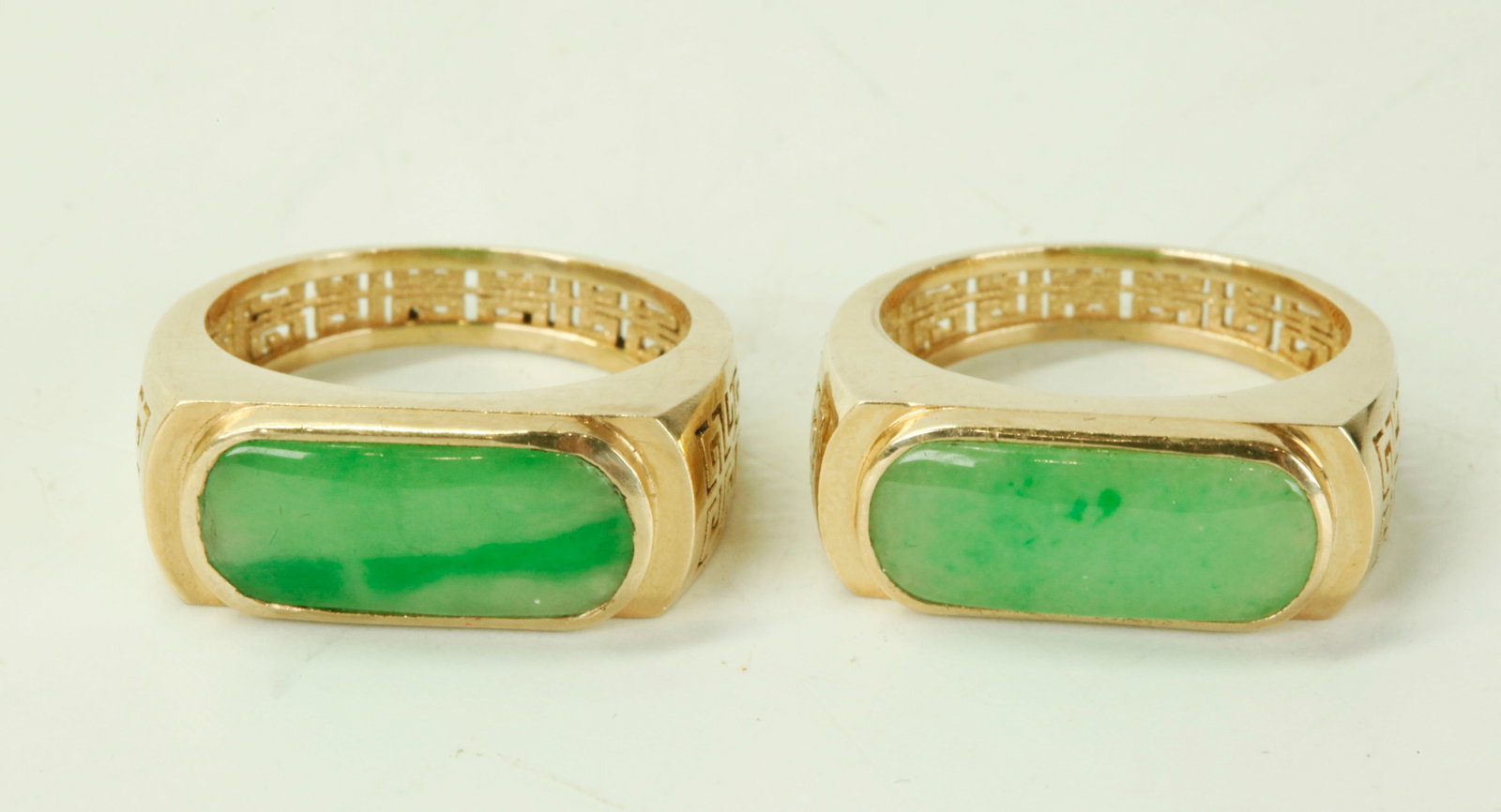 2 Chinese Green Natural Jadeite 14K Rings (1 of 5)