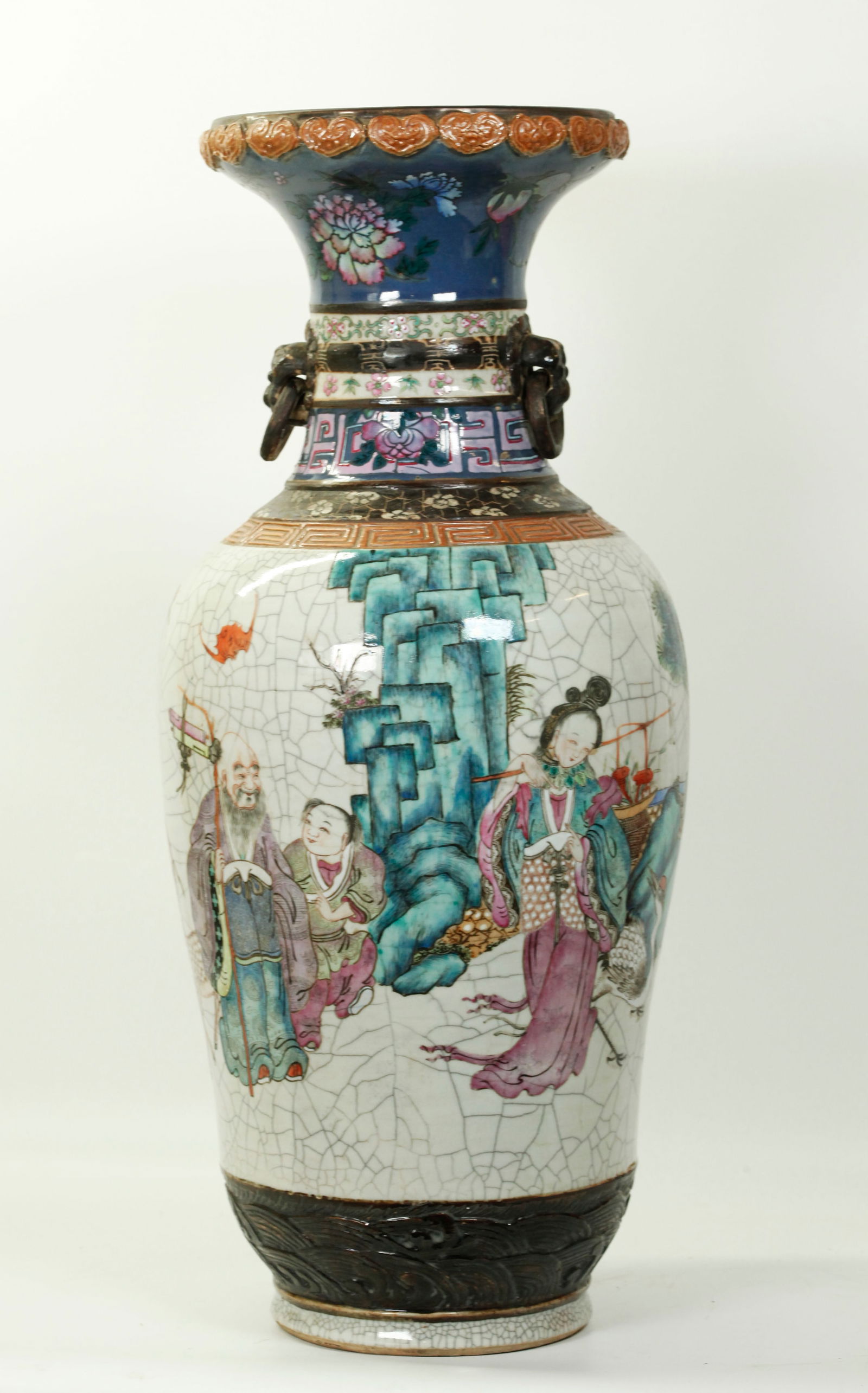 Large Chinese Enamel over Crackle Porcelain Vase (1 of 5)