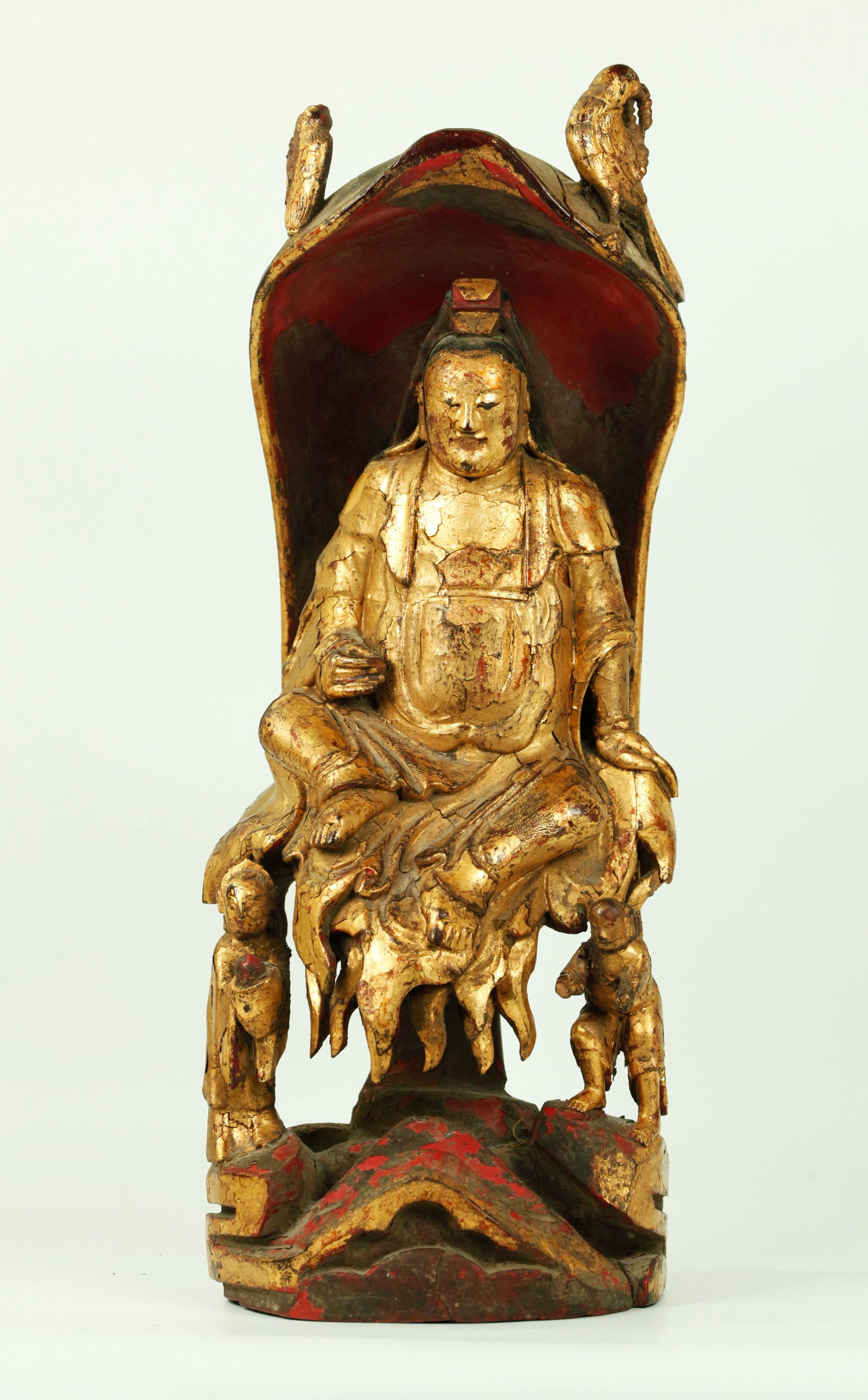 Chinese Qing Gold Lacquered Wood Guanyin (1 of 5)
