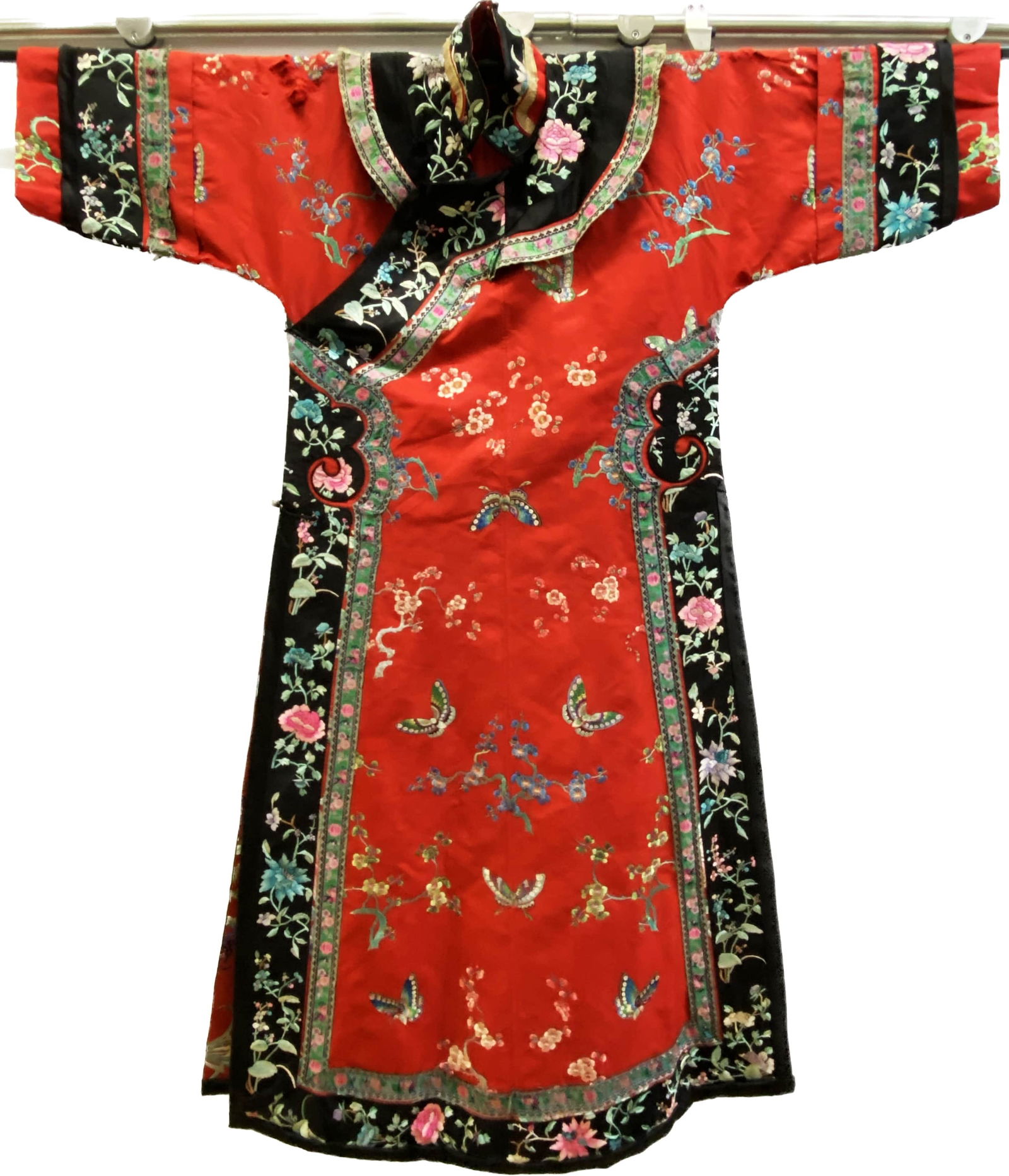 Chinese 19th C Embroidered Red Satin Coat (1 of 10)
