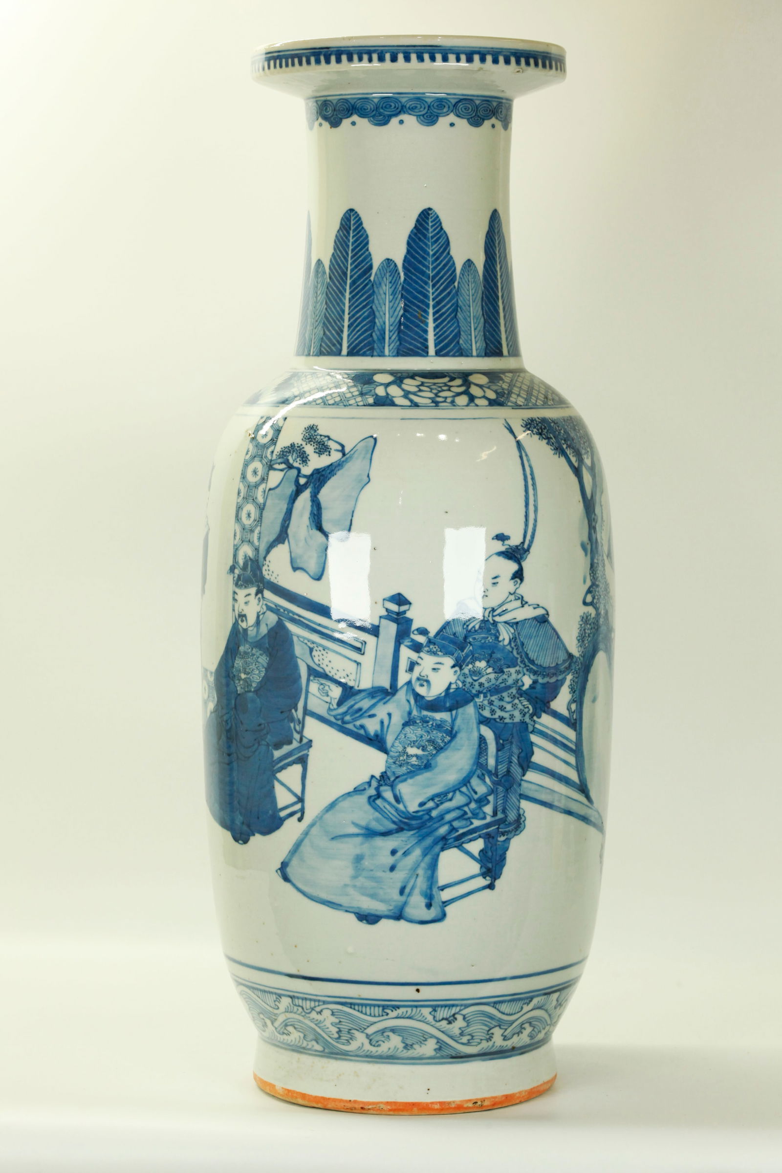 Lg Chinese Blue & White Porcelain Baluster Vase (1 of 5)