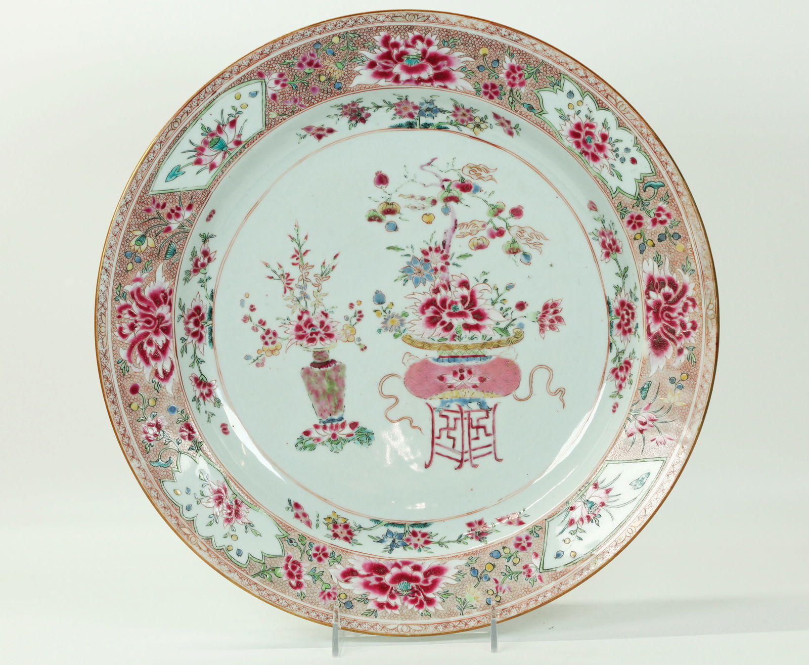 Lg Chinese 18th C F Rose Export Porcelain Charger (1 of 5)