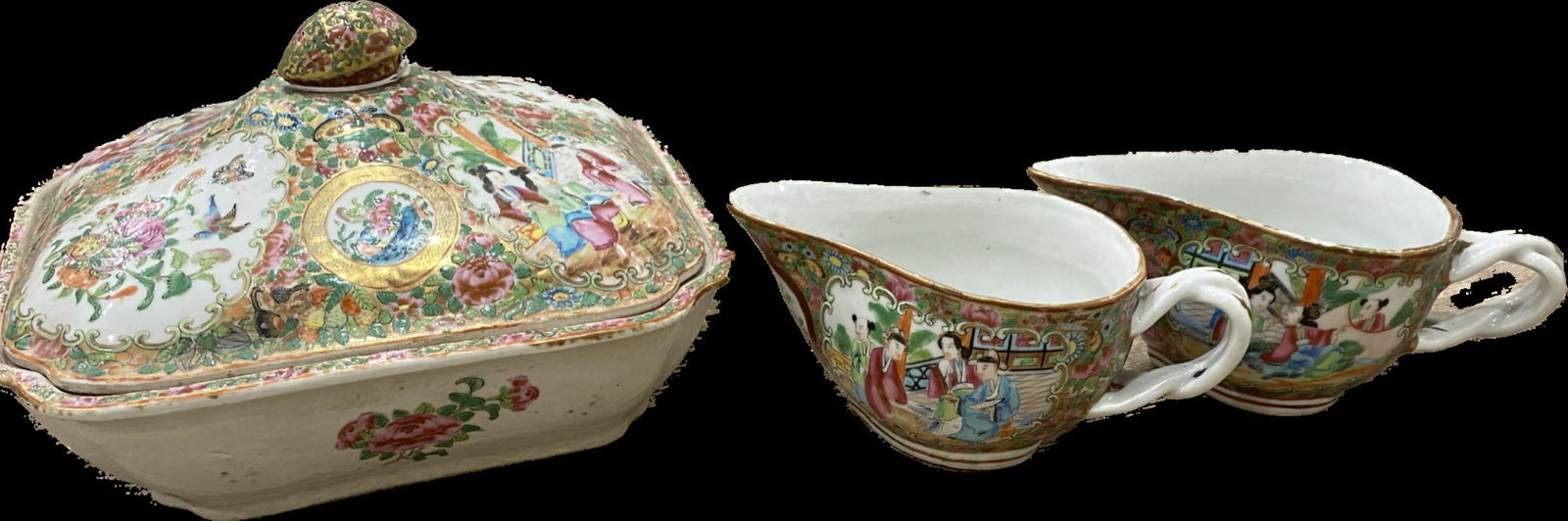 Chinese 19 C Rose Mandarin Tureen Pr Sauce Boats (1 of 7)