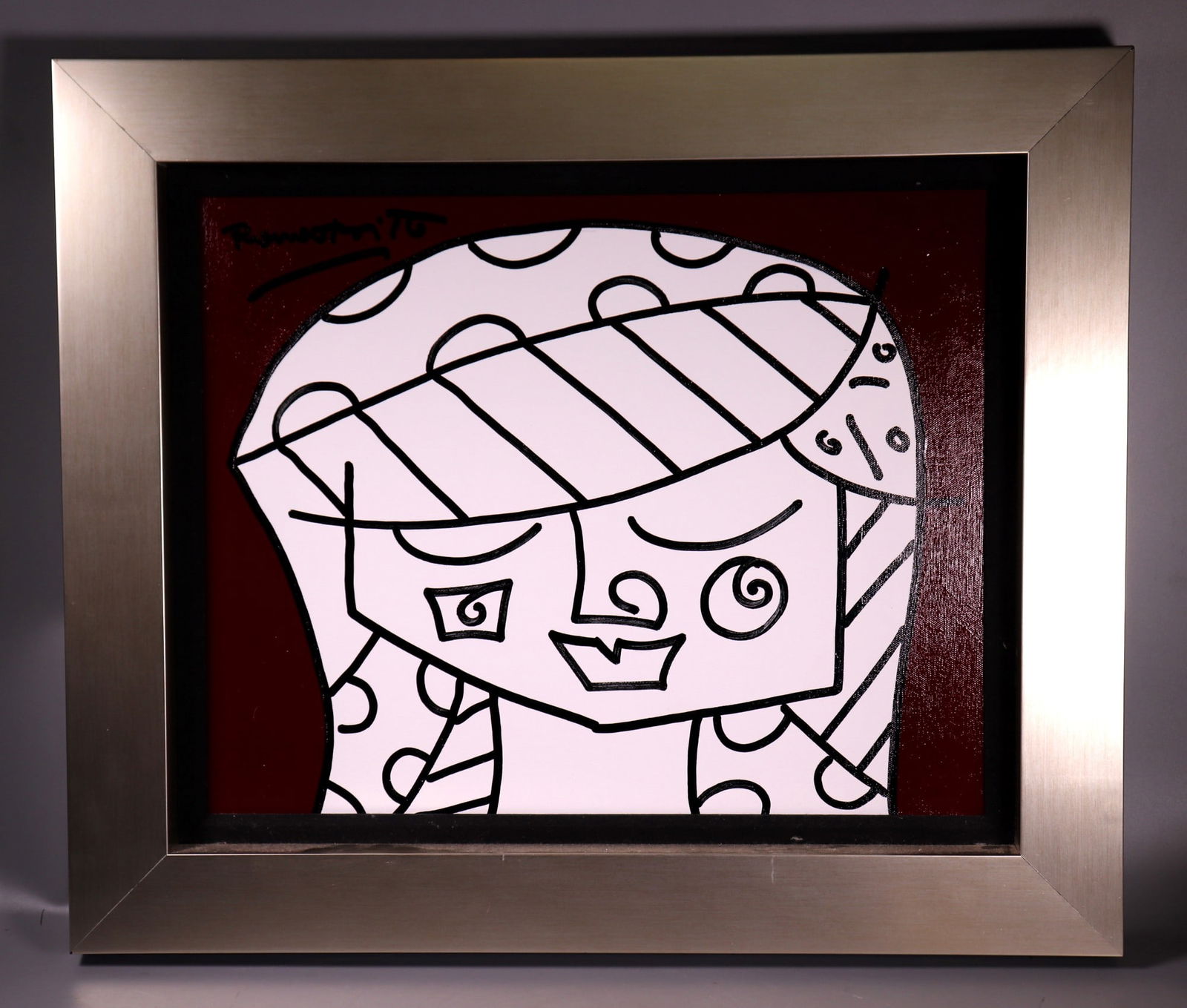 Romero Britto Painting; White Porcelain Girl, 2005 (1 of 5)