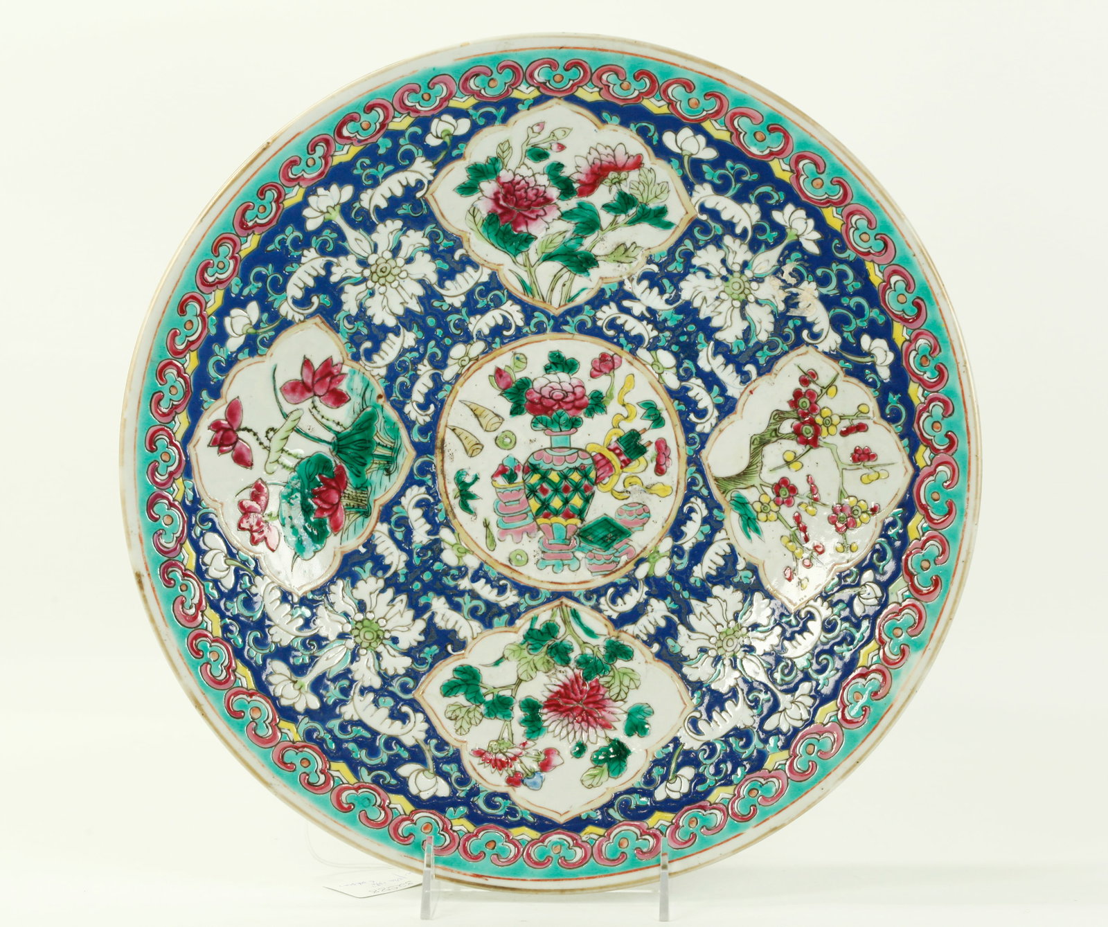 Chinese Enamel Porcelain 4 Seasons Flowers Plate (1 of 4)