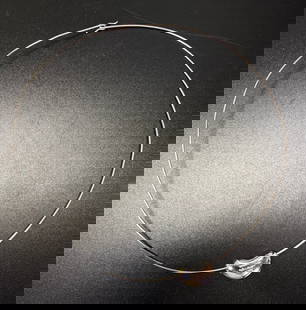 Tiffany; Elsa Peretti Platinum Bean Wire Necklace: Tiffany; Elsa Peretti Platinum Bean Wire Necklace marked to back of bean, "Tiffany & Co / Elsa Peretti / Pt950". Weight 13.2 grams. NOTE: No longer available from Tiffany & Co.