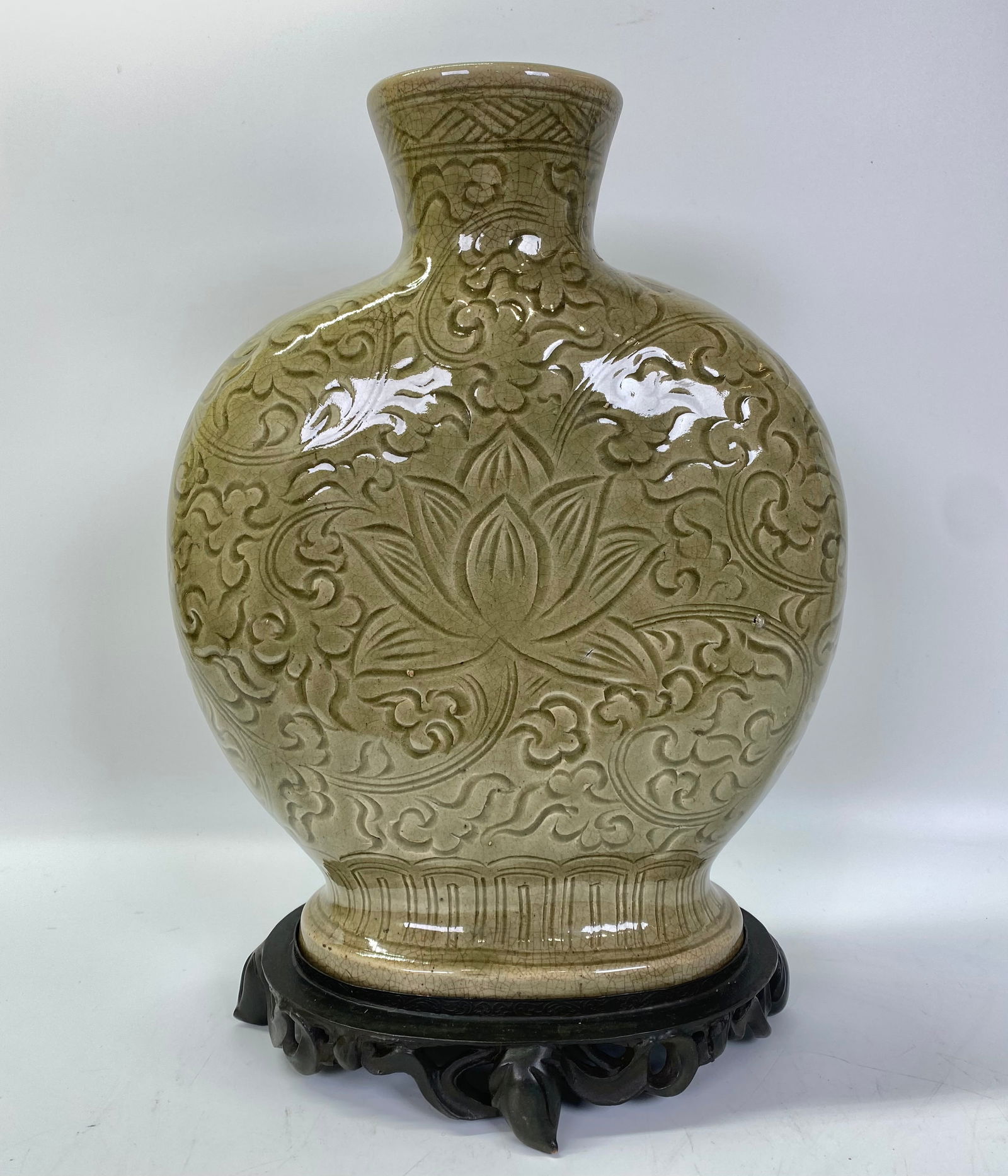 Chinese Celadon Crackle Porcelain Moon Vase (1 of 6)