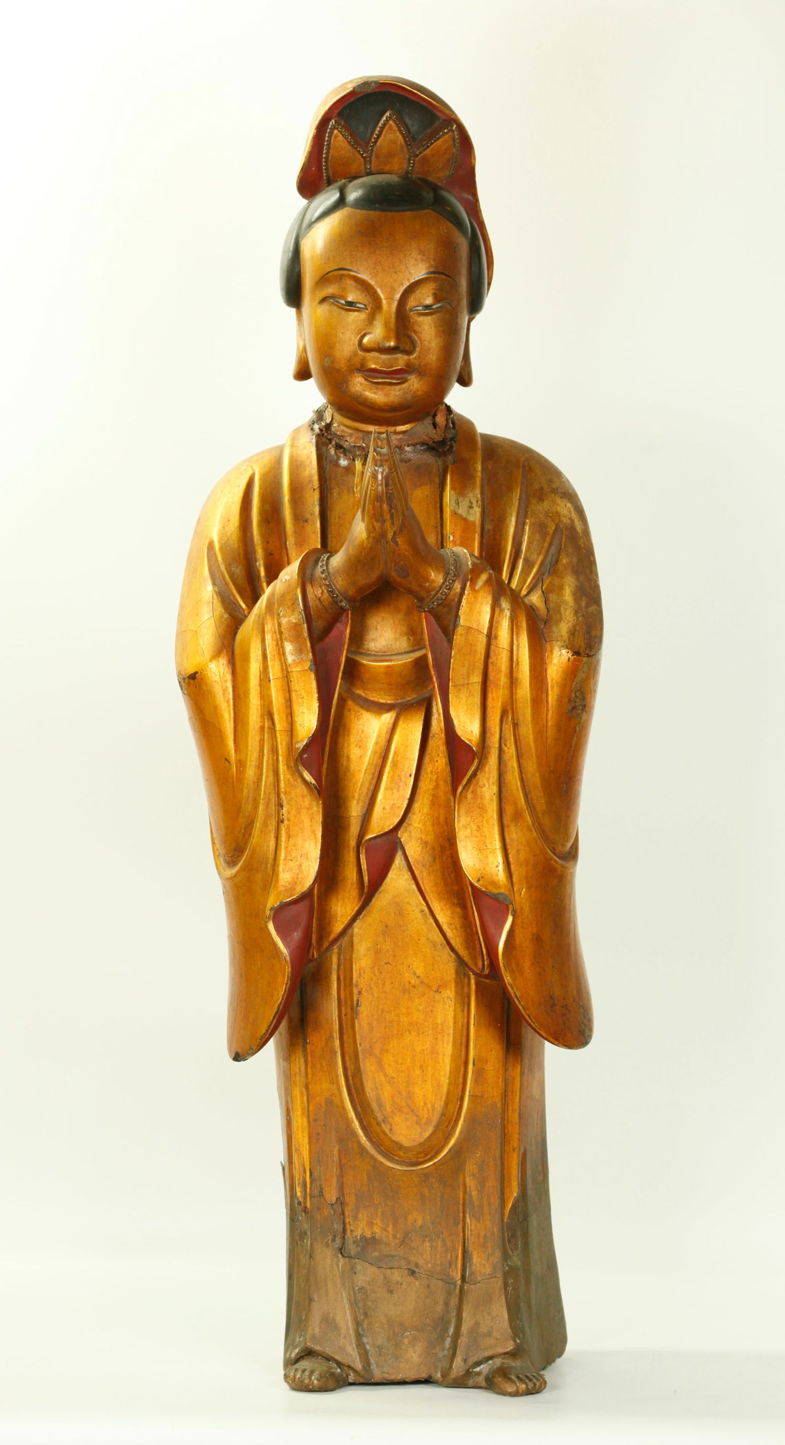 Large Gold Lacquered Standing Guanyin (1 of 4)