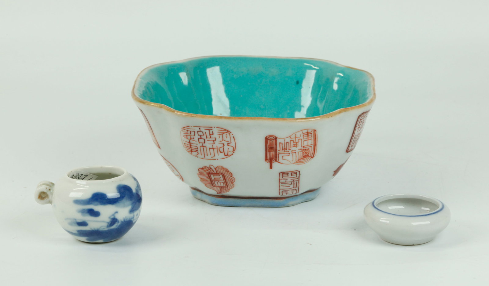 3 Chinese Porcelains 2 Bowls Bird Feeder (1 of 6)