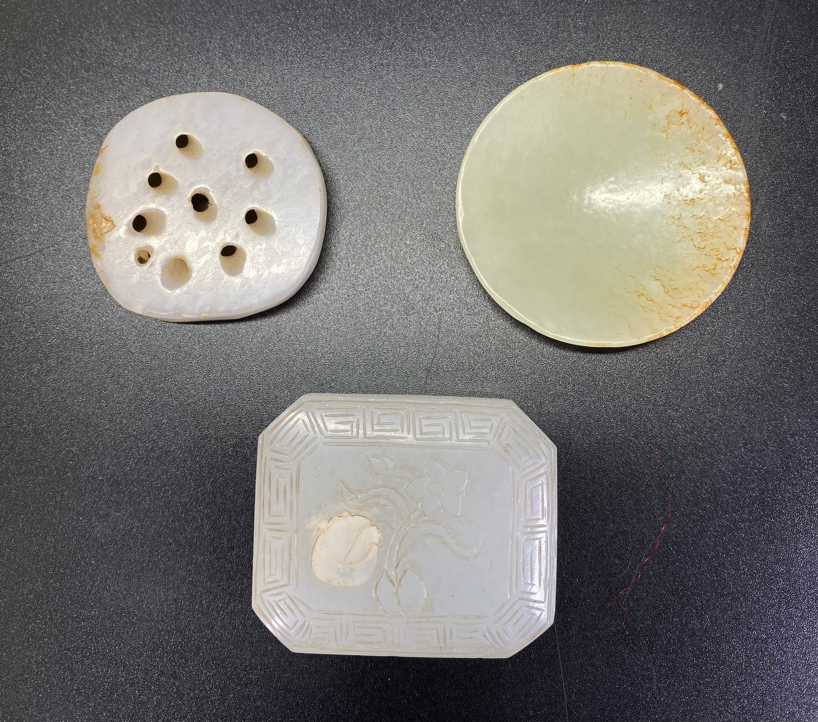 2 Chinese Jade Snuff Dish Pendant 18C Glass Buckle (1 of 7)