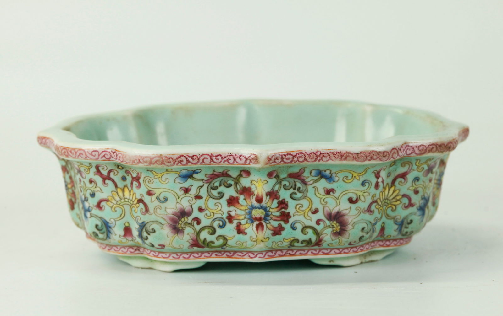 Chinese Rose Porcelain Quatrefoil Sm Planter (1 of 5)