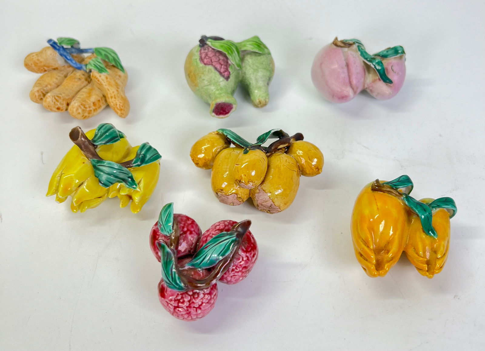 7 Miniature Chinese Enameled Porcelain Altar Fruit (1 of 5)