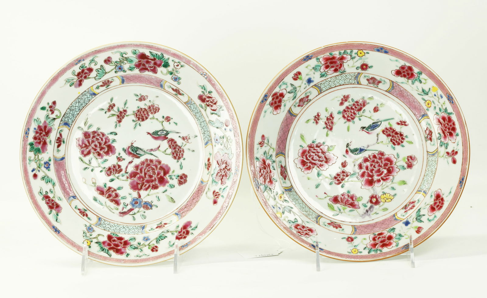 Pair Chinese 18th C Famille Rose Porcelain Plates (1 of 4)