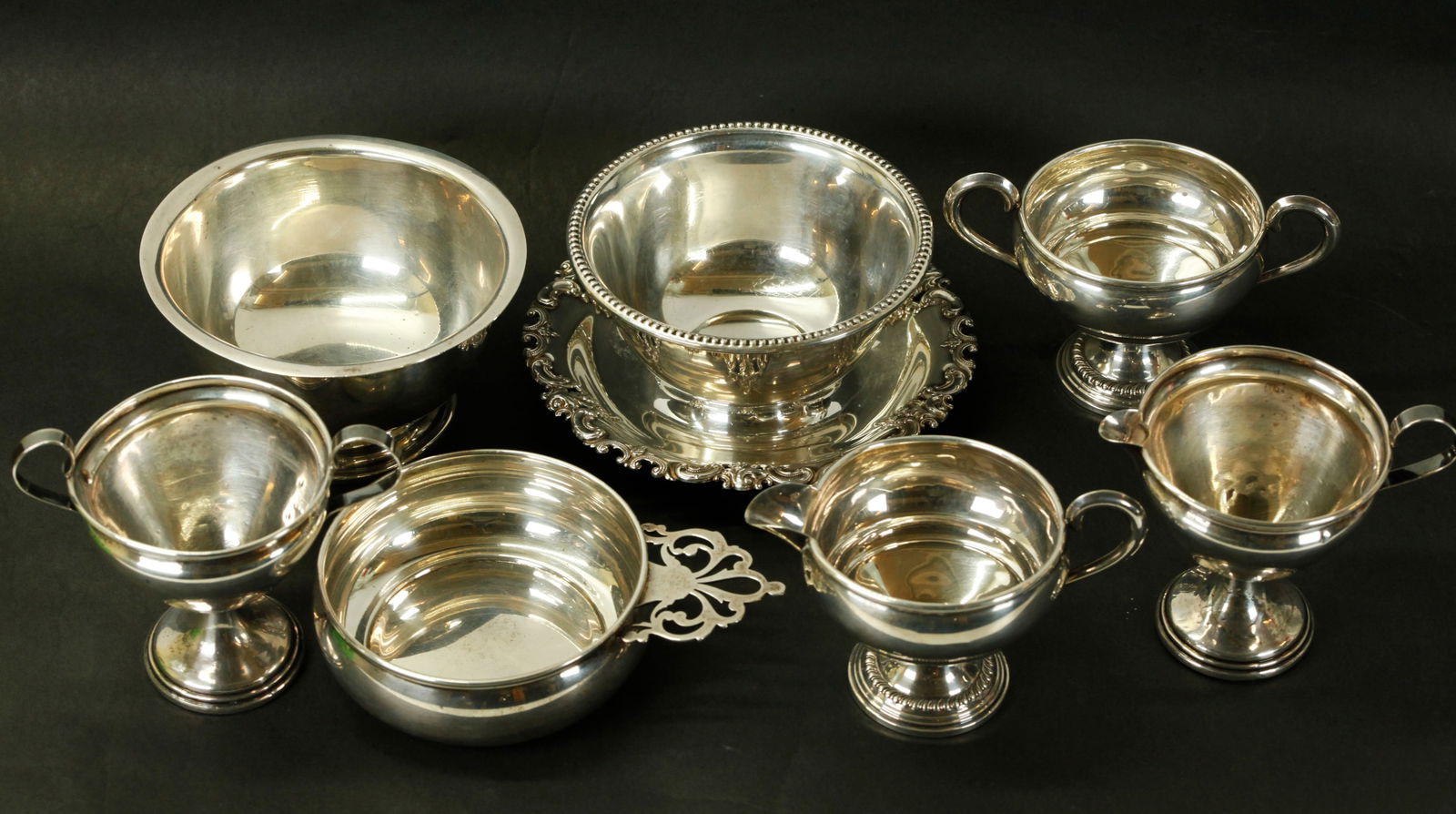 7 Sterling Pieces 3 Bowls 2 Sugar/Cream; 25.27toz (1 of 8)
