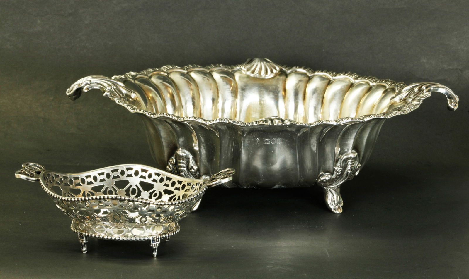 London Sterling Bowl 1899; Silver 18th C Basket (1 of 7)