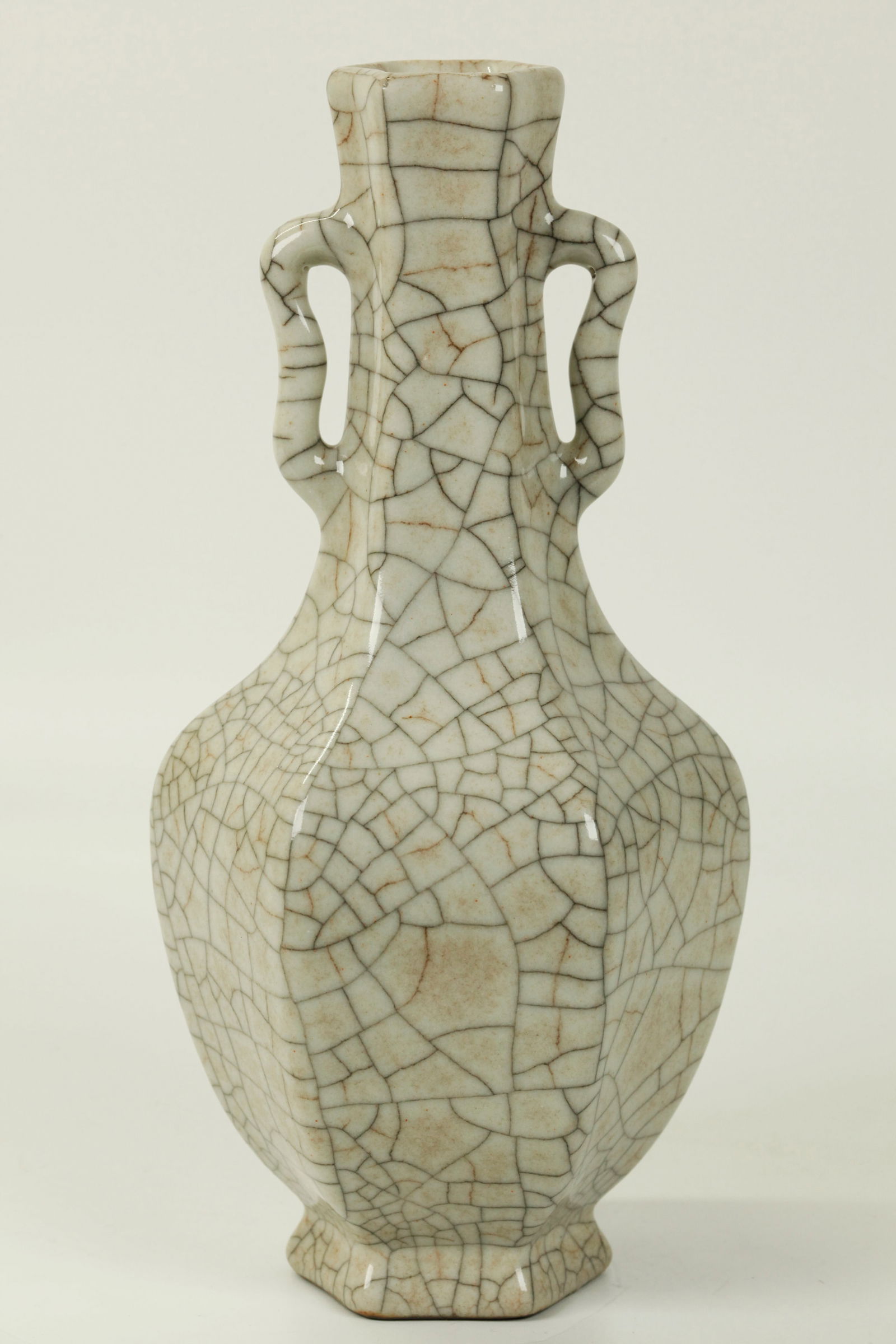 Chinese Geyao Crackle Porcelain Hexagonal Vase (1 of 5)
