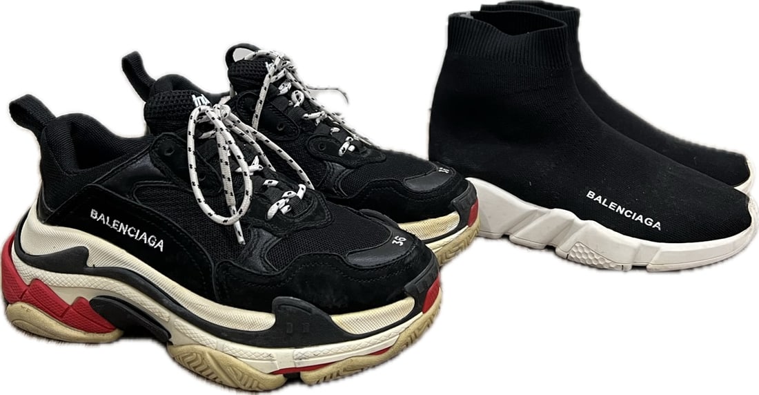 2 Pairs Balenciaga Black Sneakers & White Soles (1 of 7)