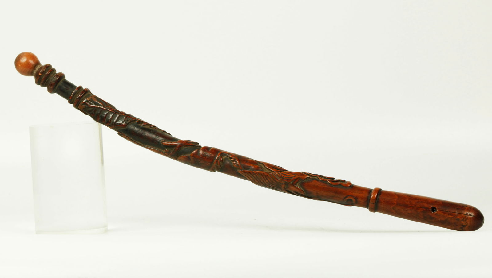 Chinese 19th C Scholar's Fly Whisk Wood Handle (1 of 5)