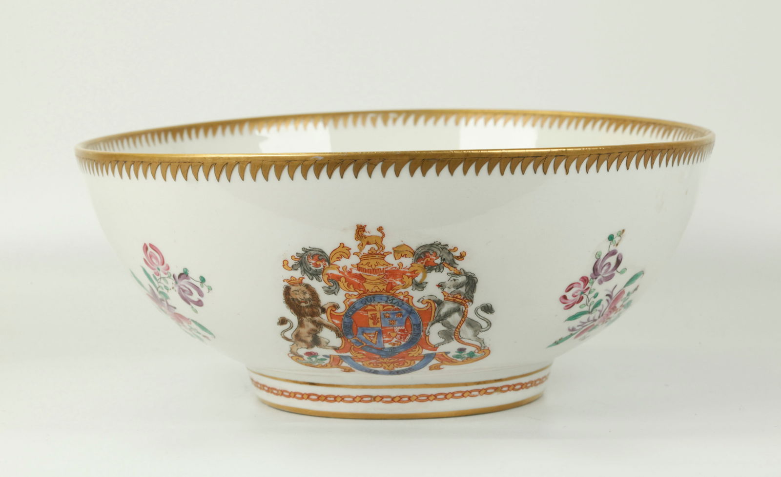 French Early 20 C Enameled Porcelain Armorial Bowl (1 of 5)