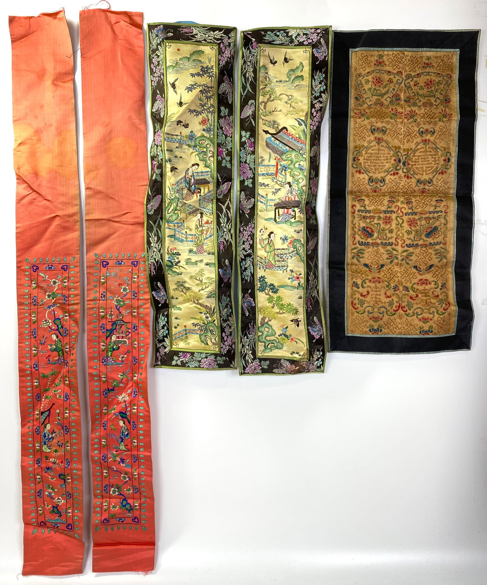 3 Pairs Chinese Qing Silk Embroidered Sleeve Ends (1 of 7)