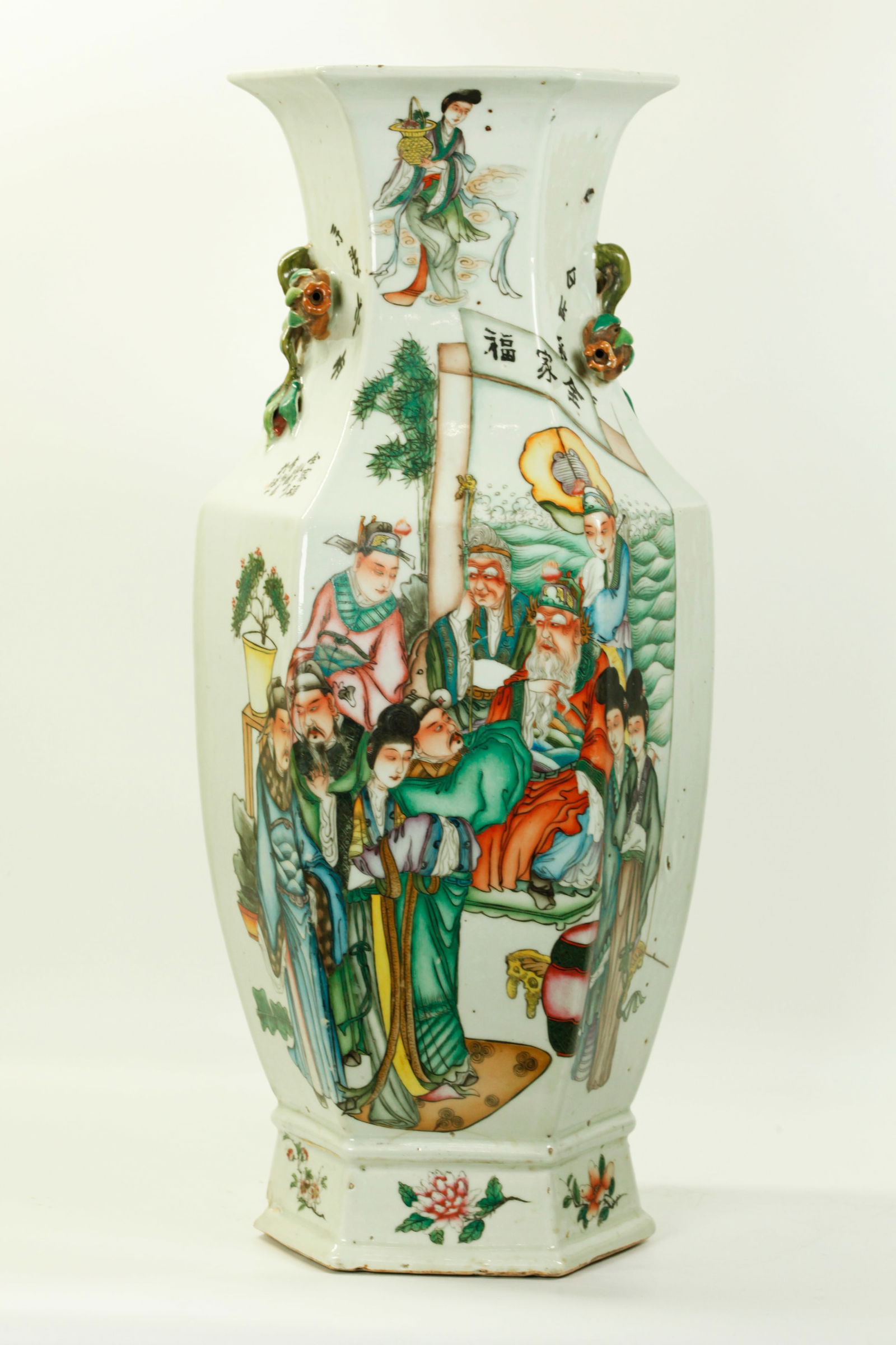 Lg Chinese 6 Sided Porcelain Royal Family Vase (1 of 5)