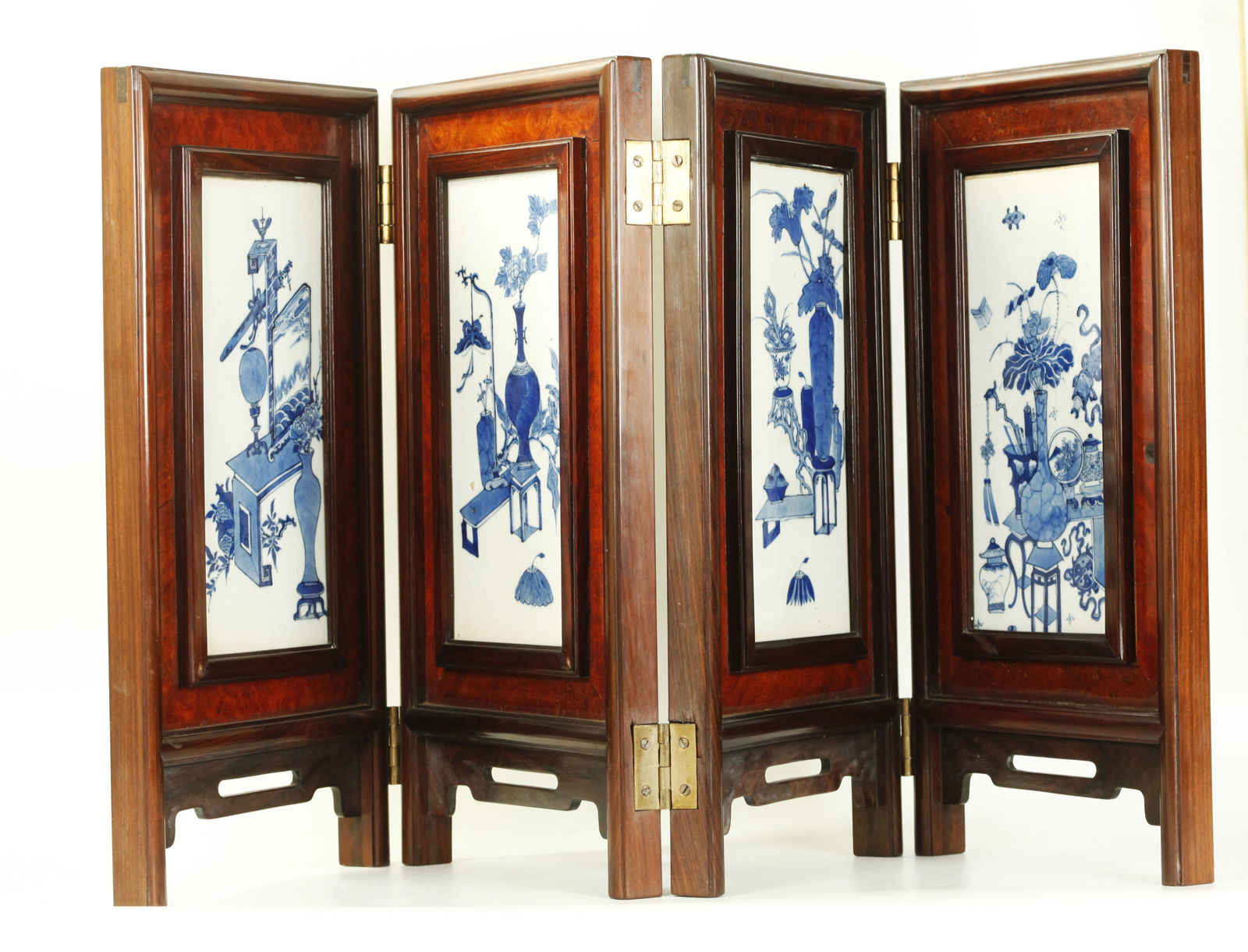 4 Panel Chinese Blue White Porcelain Table Screen (1 of 9)