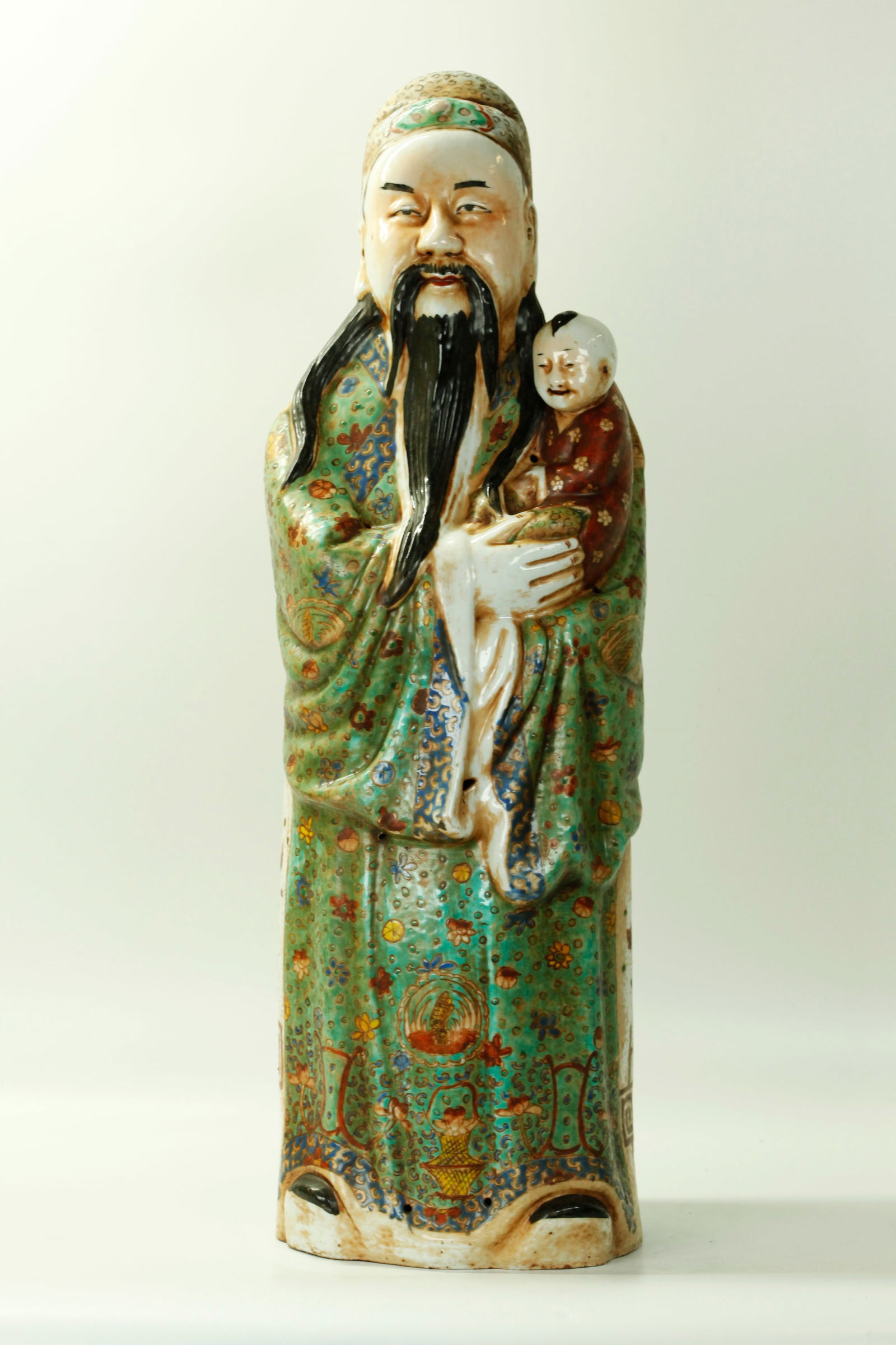 Large Chinese Enameled Porcelain Standing Fuxing (1 of 5)