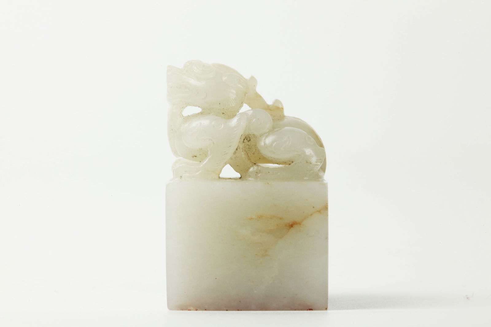 Fine Chinese White Jade Qilin Square Stamp (1 of 10)