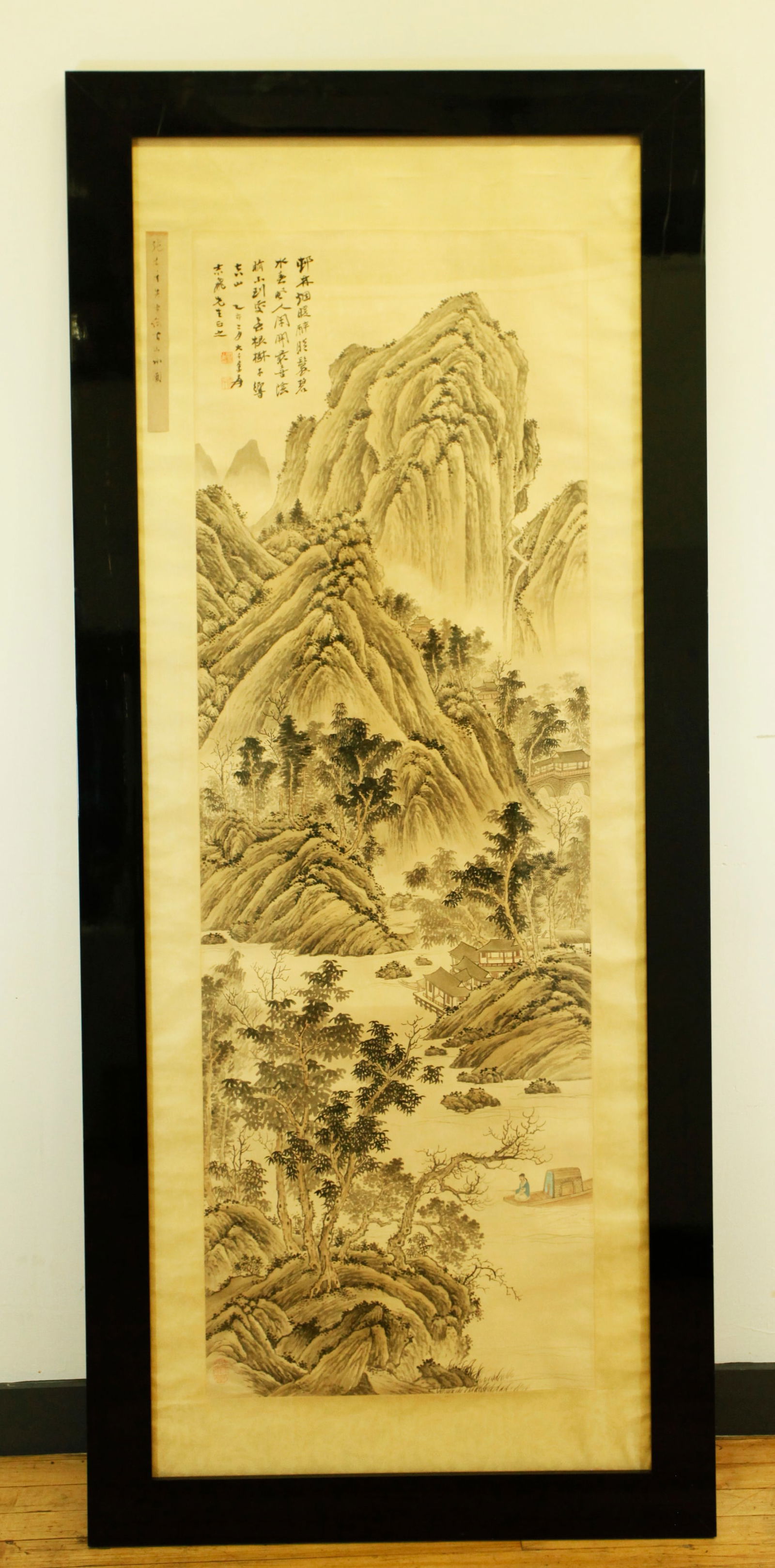 Lg Chinese Ink & Color Mountain Landscape Painting (1 of 8)