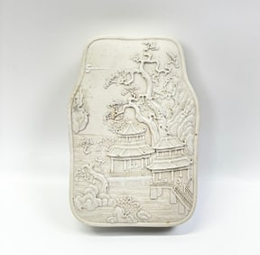 Chinese 19th C Blanc de Chine Porcelain Ink Stone