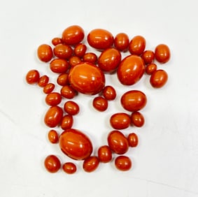 41 Antique Butterscotch Amber Beads;73G