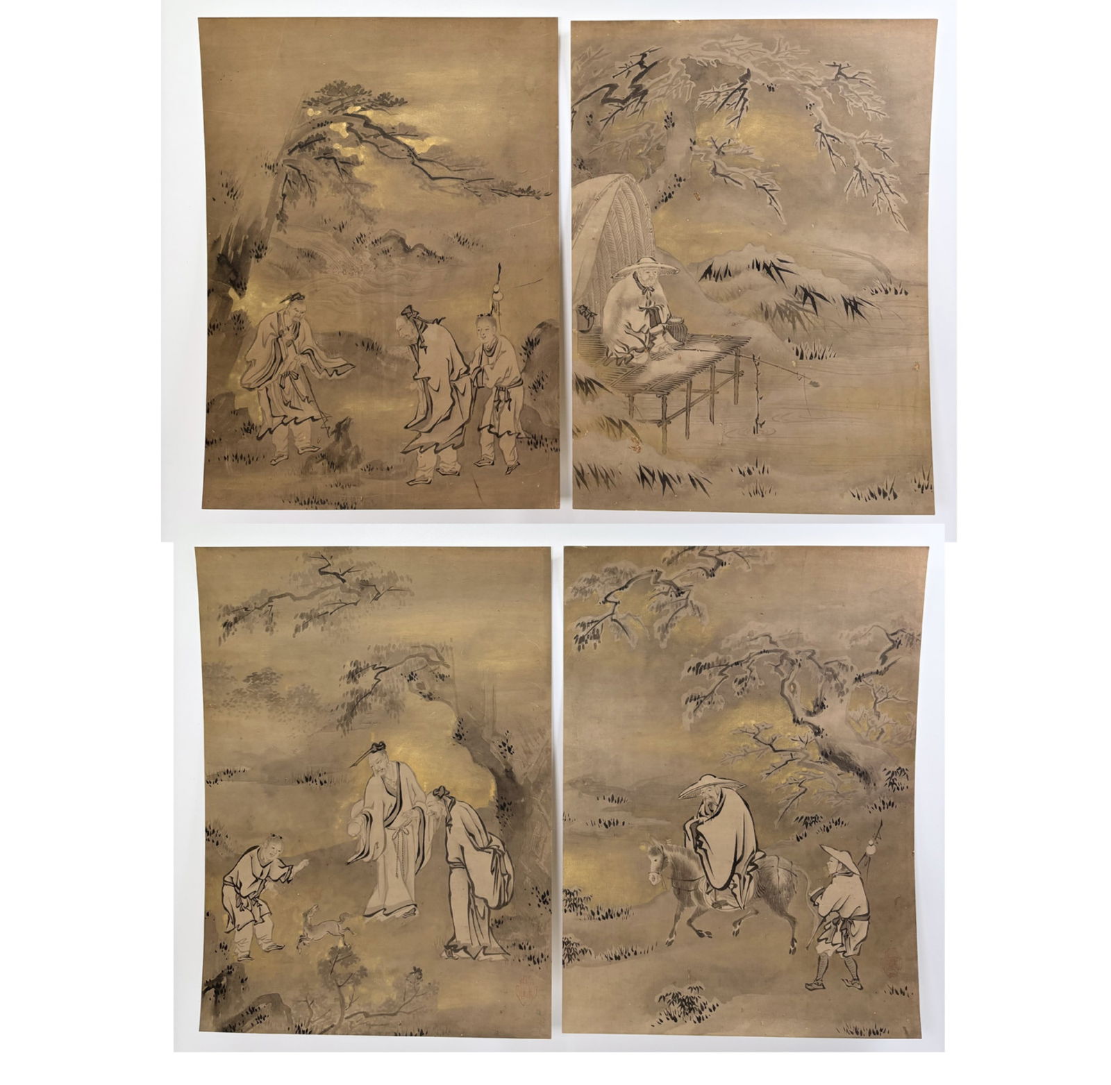 4 Fine Japanese Edo Ink Kano School Paintings (1 of 10)